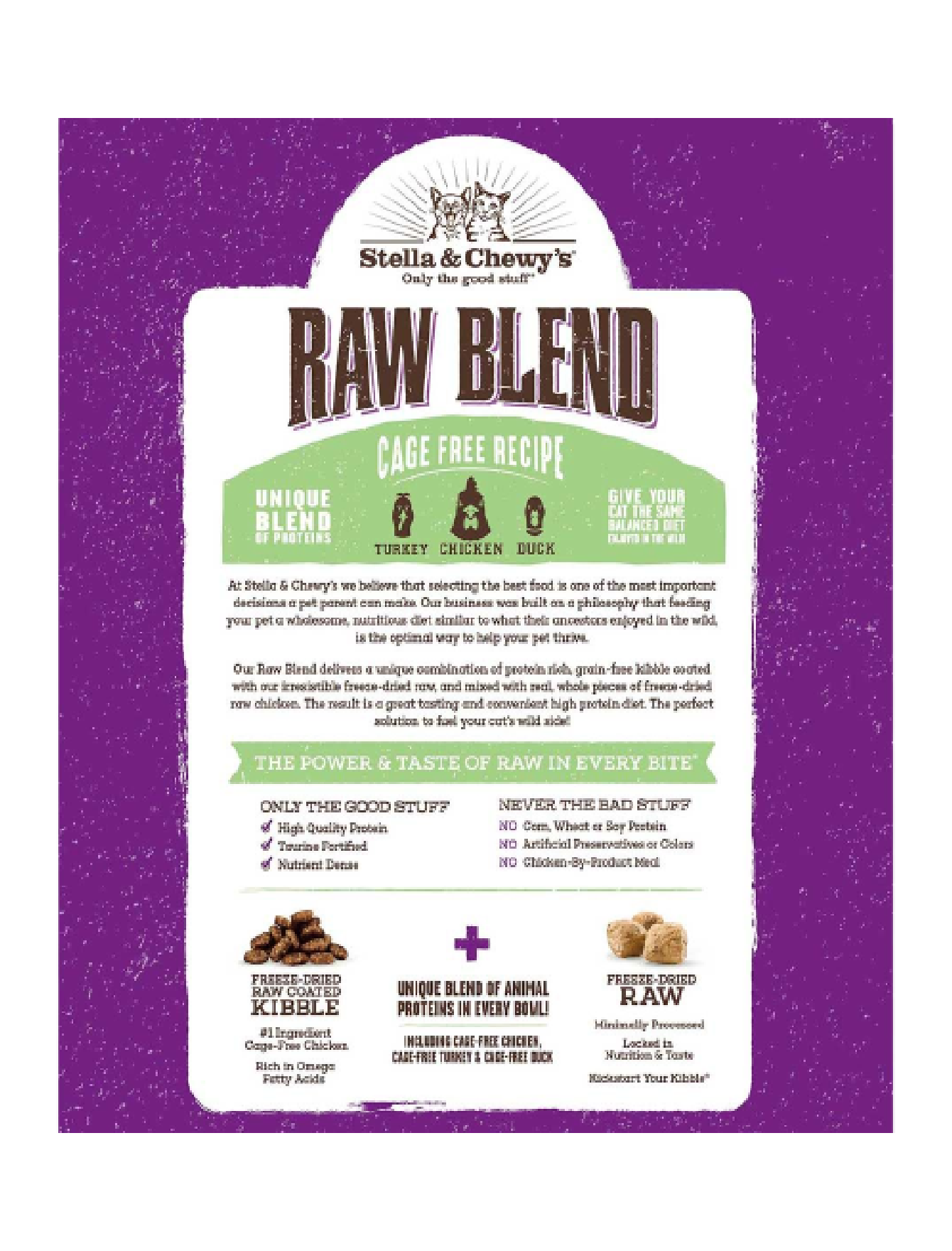 Stella & Chewy's Cat Raw Blend Kibbles 5lb (2.2kg) Cage Free Recipe Turkey, Chicken and Duck Dry Cat Food image 3