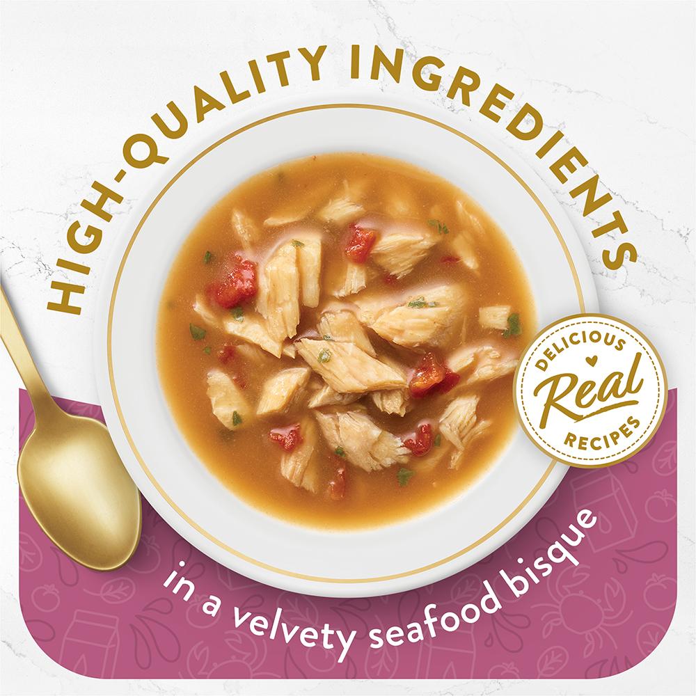 Fancy Feast Cat 40g Seafood Bisque Broth And Accents Of Real Crab Pouch Wet Cat Food image 3