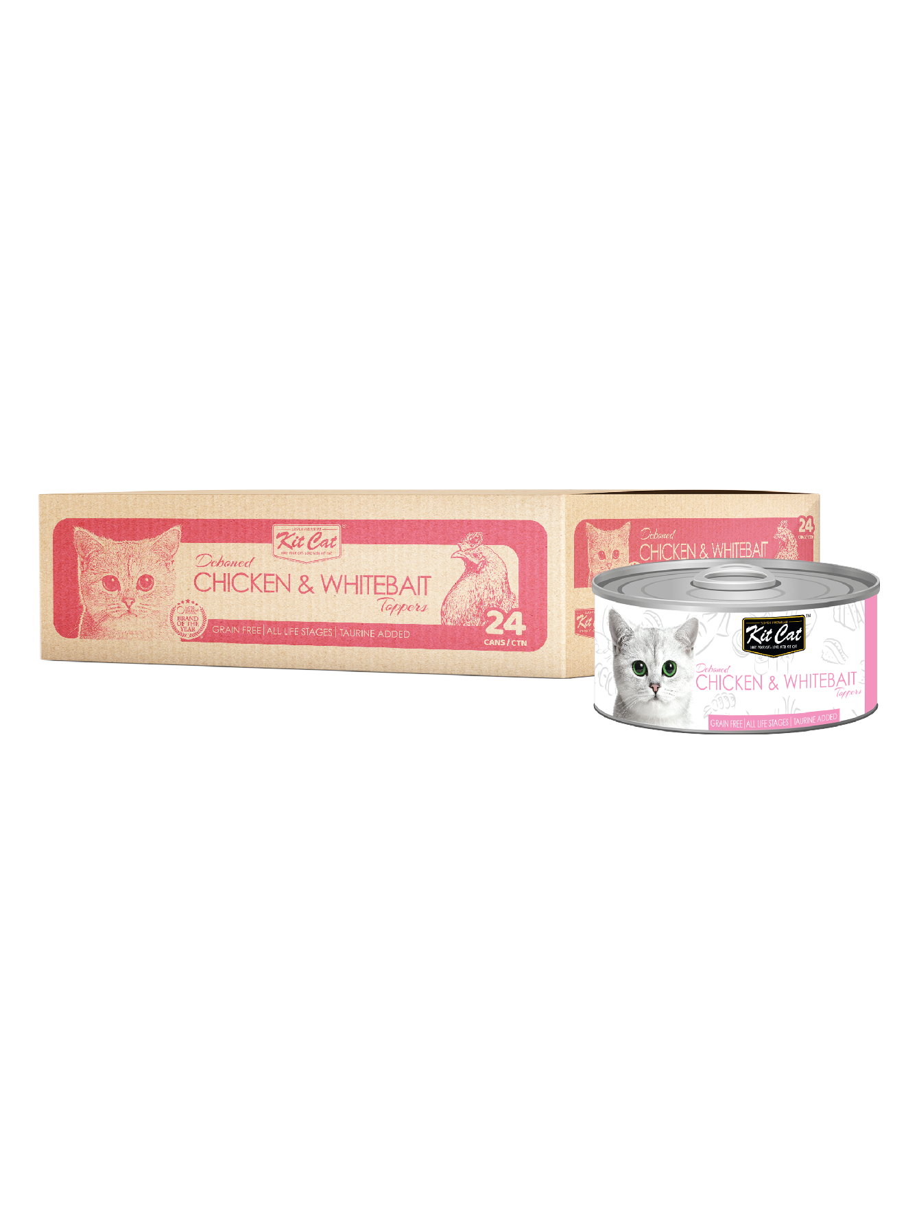 Kit Cat 80g Deboned Toppers Canned Chicken & Whitebait Wet Cat Food image 4