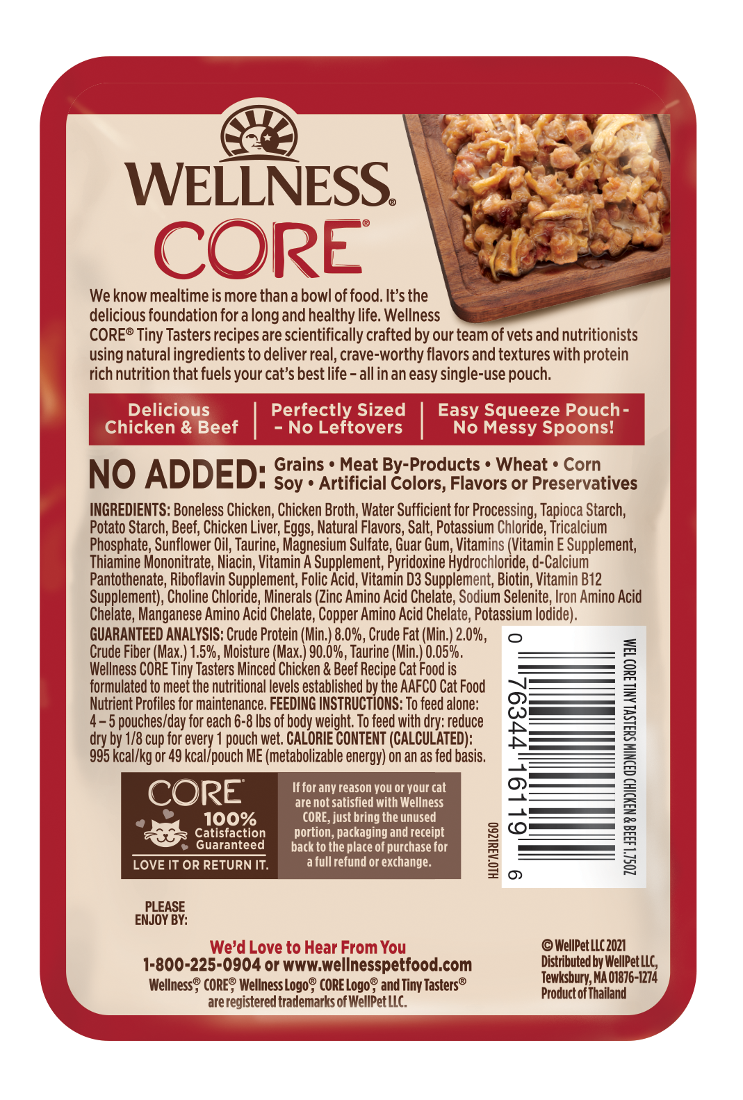 Wellness CORE Cat 50g Tiny Tasters Minced Chicken & Beef Wet Cat Food (EXP: 30 Sep 2026) image 2