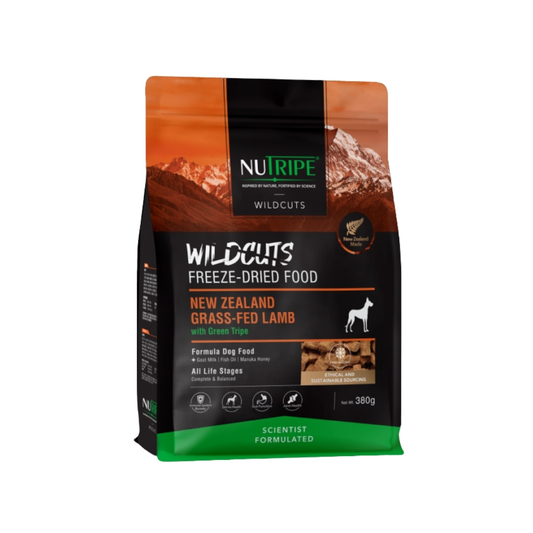 Nutripe Dog 380g Wildcuts NZ Grass Fed Lamb With Green Tripe Freeze Dried Dog Food image 2