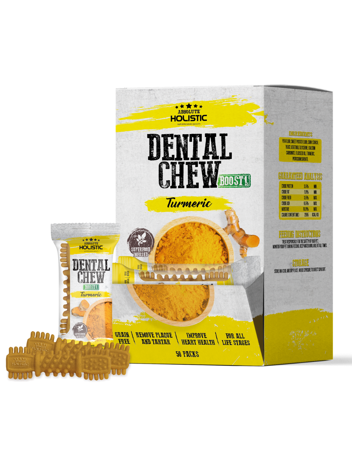 Absolute Holistic Dog 25g Turmeric Boost Dental Chew Dog Treat image 2