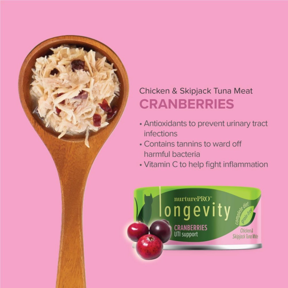 Nurture Pro Longevity 80g Chicken & Skipjack Tuna White Meat with Cranberries Cat Canned Food image 2