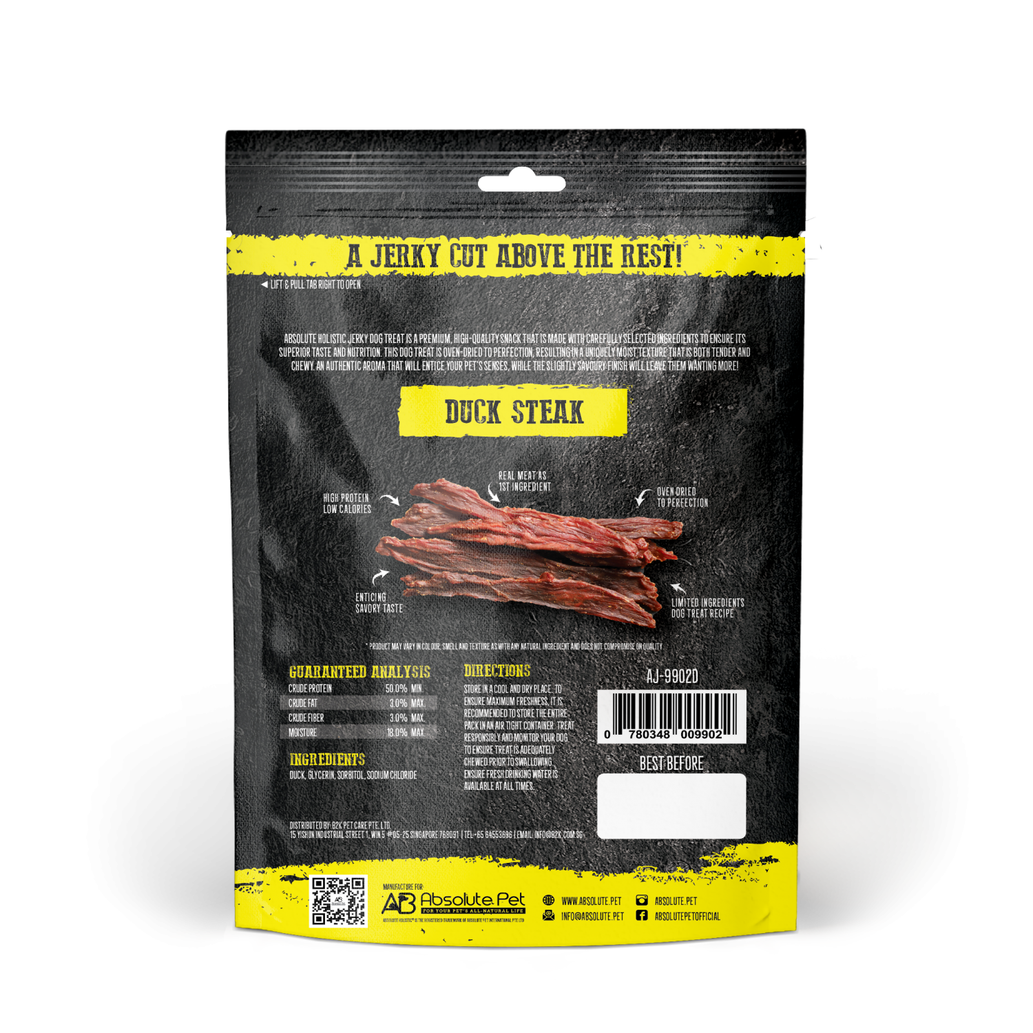 Absolute Holistic Dog 100g Jerky Duck Steak Dog Treat (EXP: 15 Dec 2026) image 2
