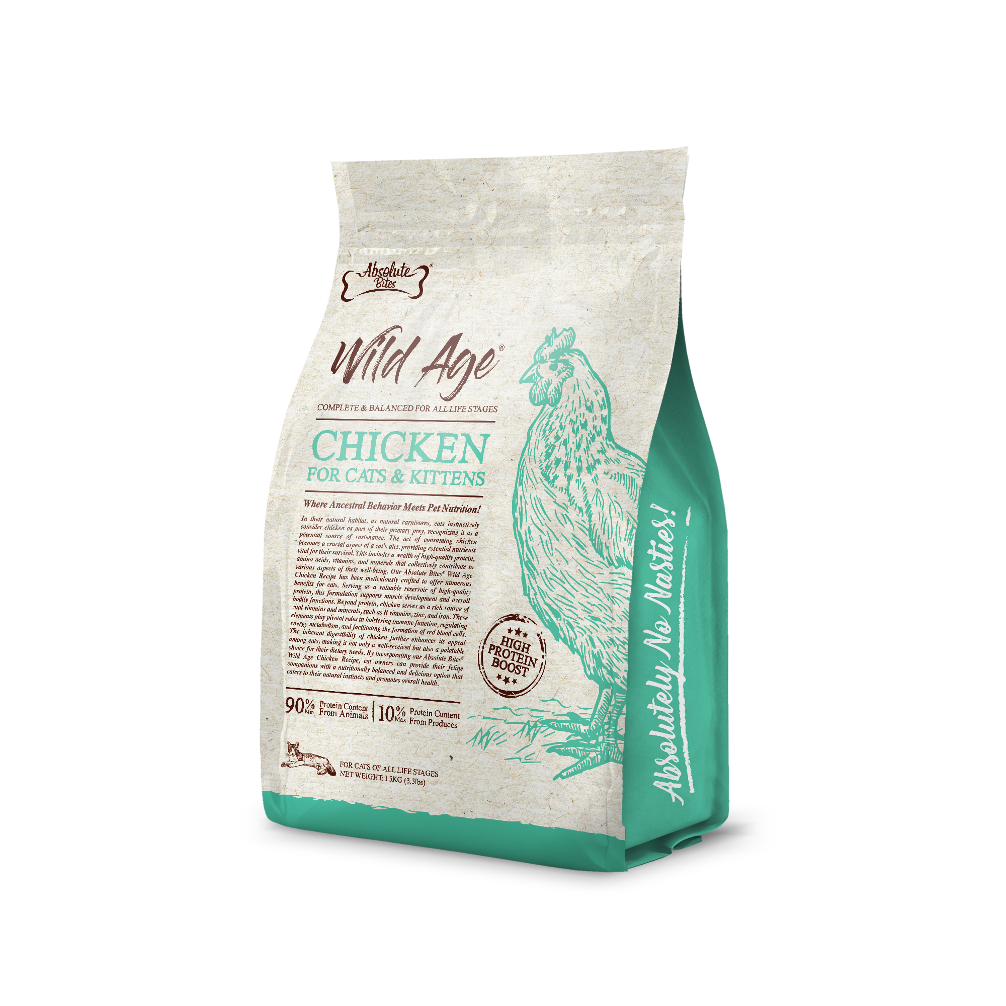 Absolute Bites Cat Wild Age 5.44kg Chicken Dry Cat Food image 3