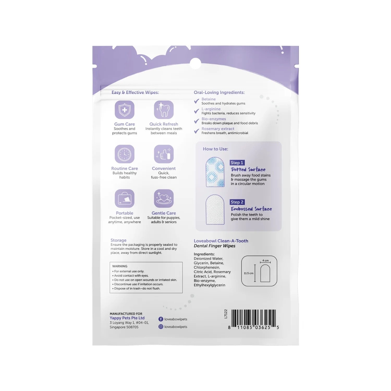 Loveabowl Dog Clean-A-Tooth 50pcs Dental Cleaning Wipes image 3