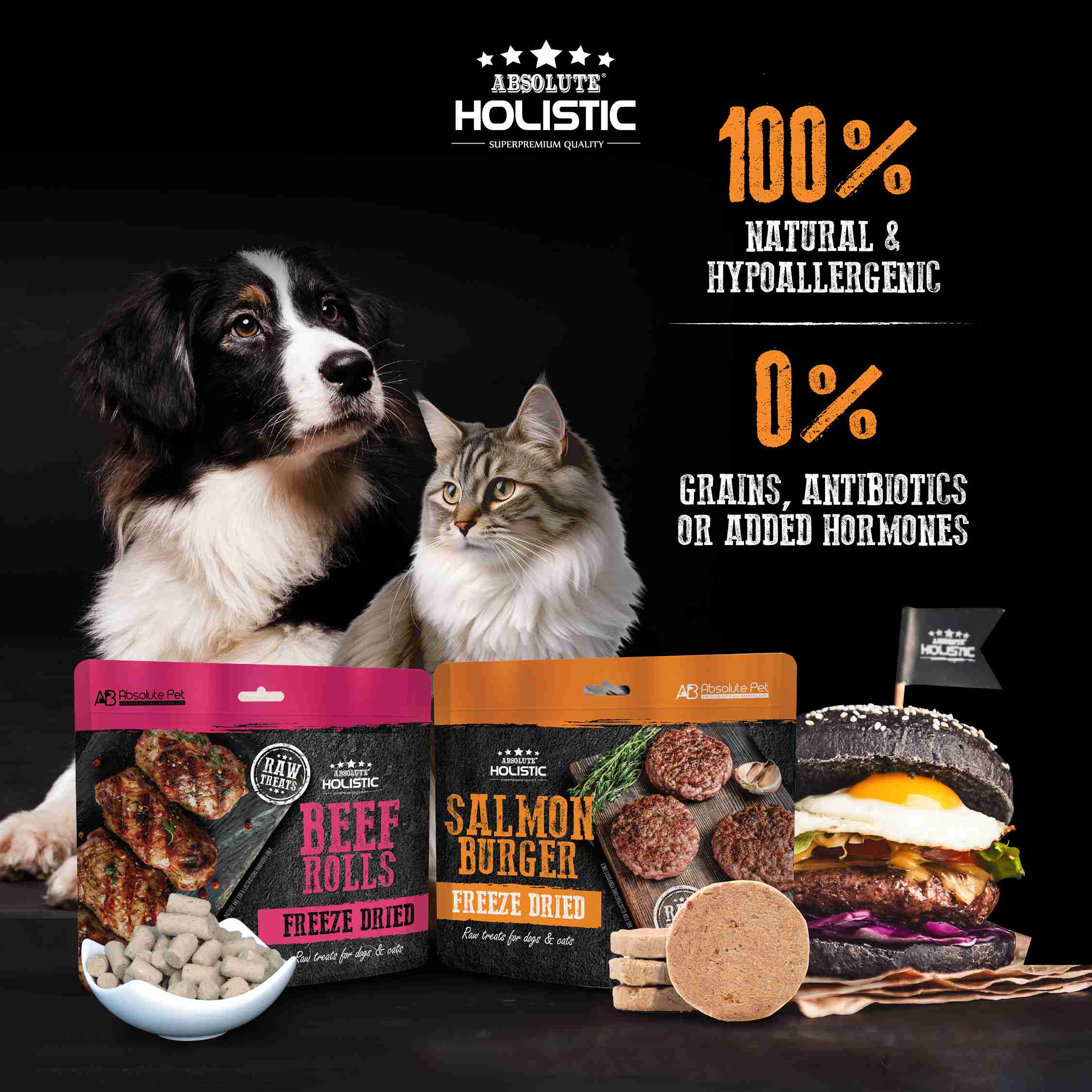 Absolute Holistic 60g Freeze Dried Raw Treats Pork Rolls for Cats & Dogs image 5