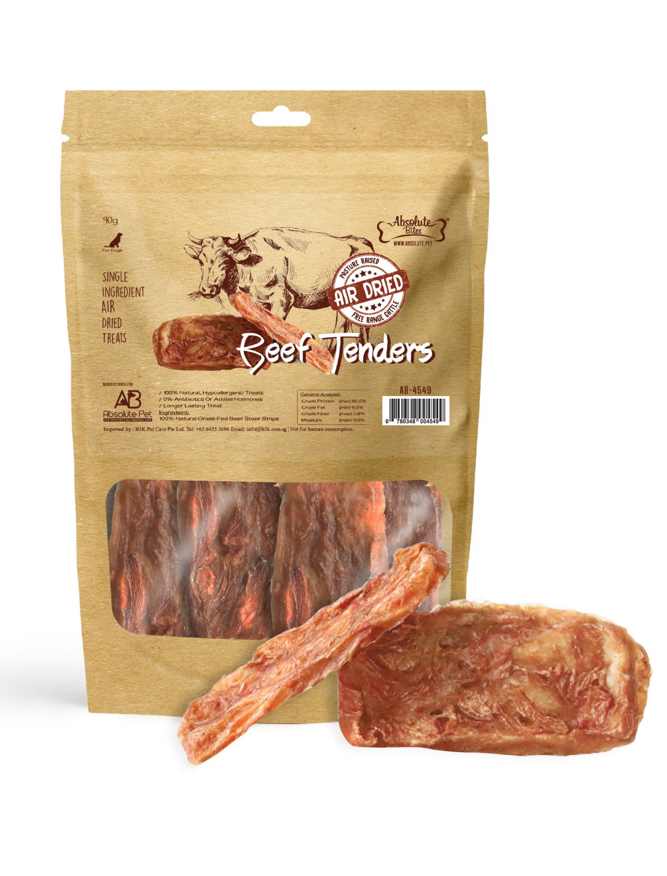 Absolute Bites Air Dried 220g Beef Tenders Dog Treat image 2