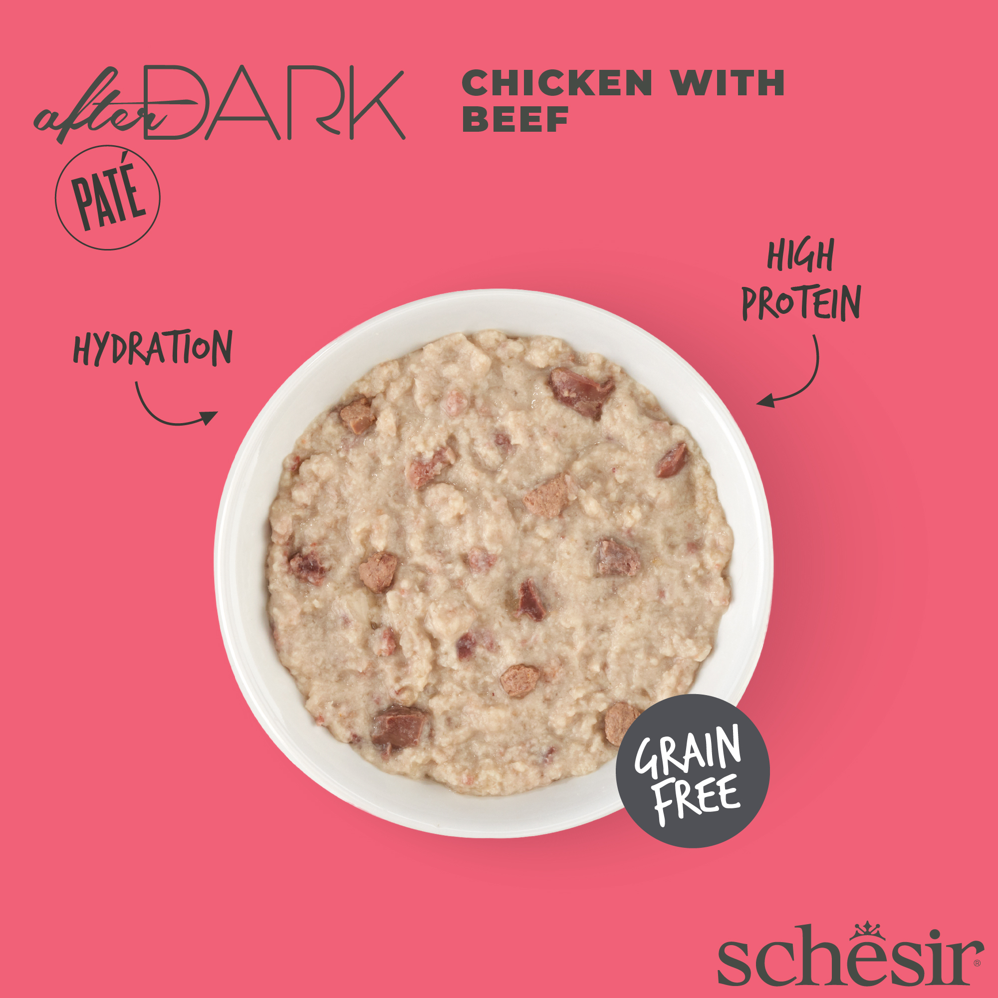 Schesir Cat After Dark Pate Canned 80g Chicken with Beef Wet Cat Food image 3