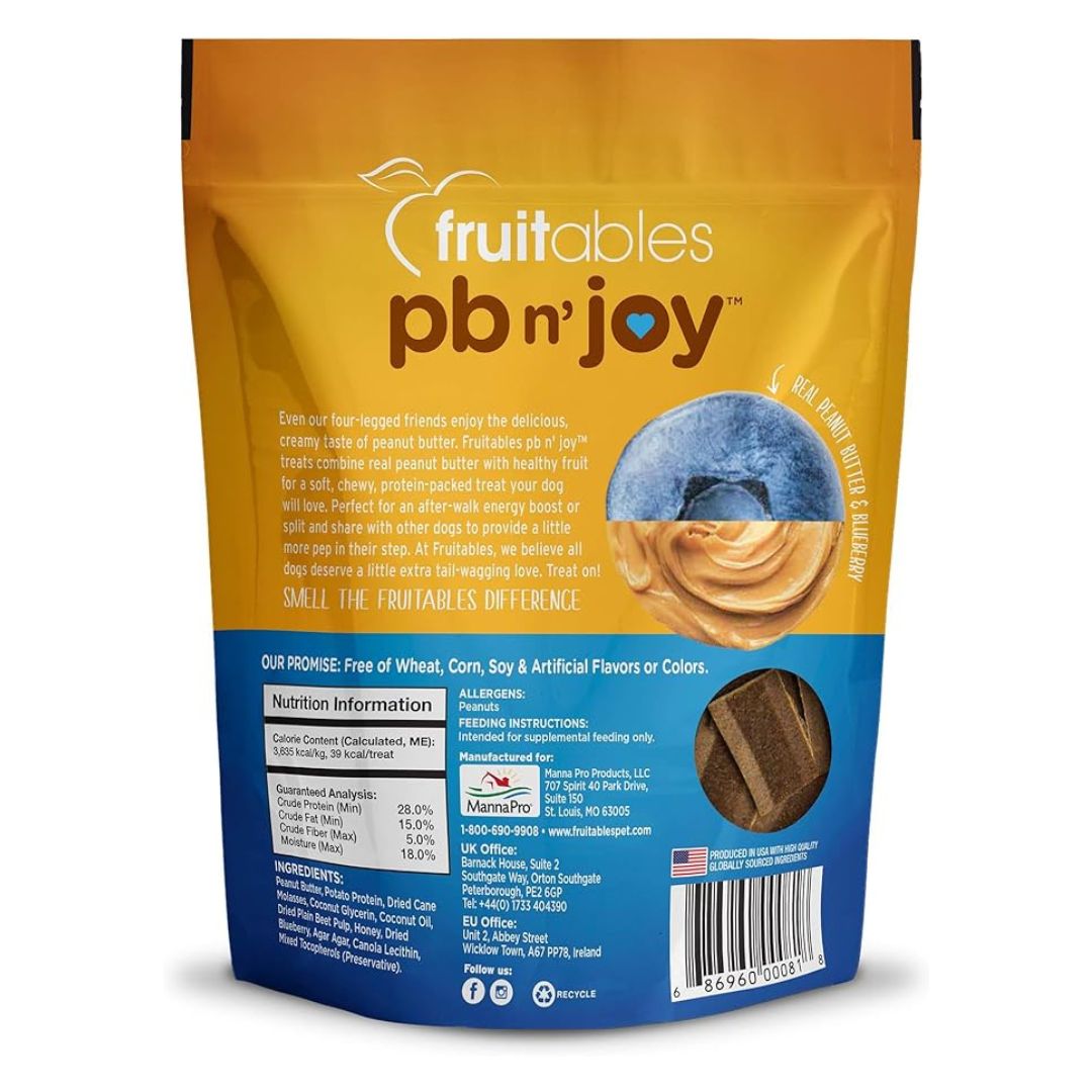 Fruitables Dog 6oz PB N' Joy Peanut Butter & Blueberry Bar Dog Treats image 2