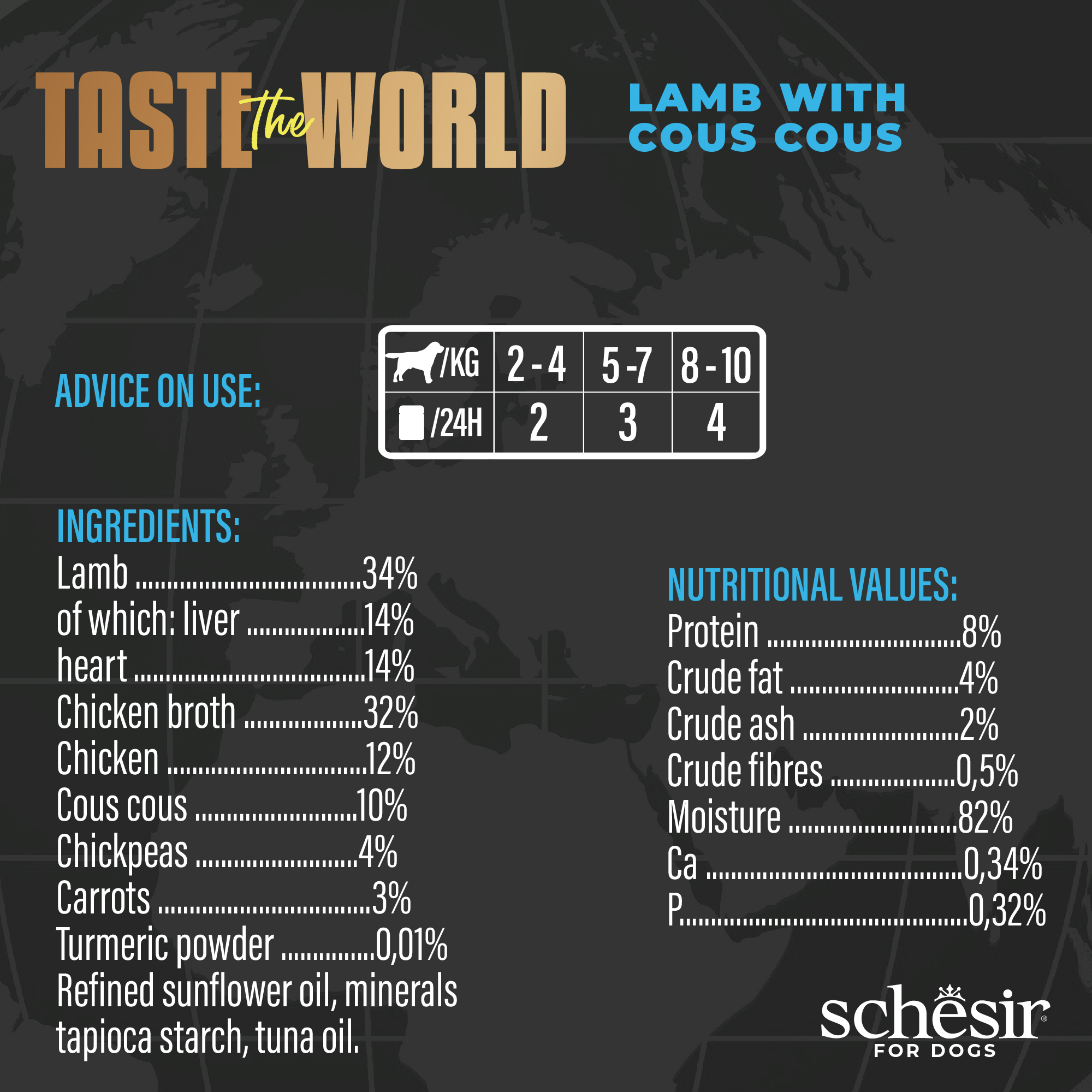 Schesir Dog Taste the World Canned 150g Lamb with Cous Cous in Broth Wet Dog Food image 2