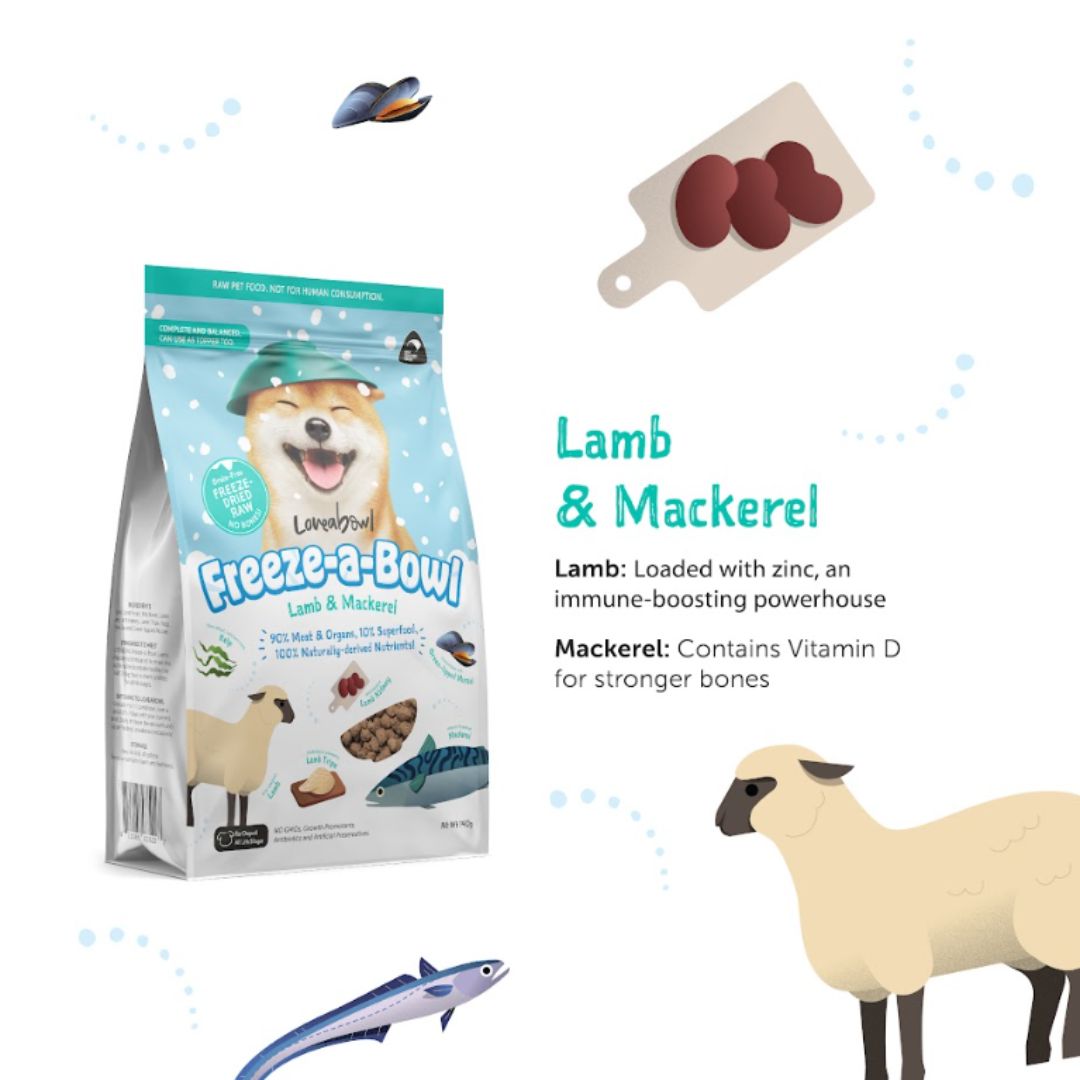Loveabowl Dog Freeze A Bowl 140g Lamb & Mackerel Dry Dog Food image 2