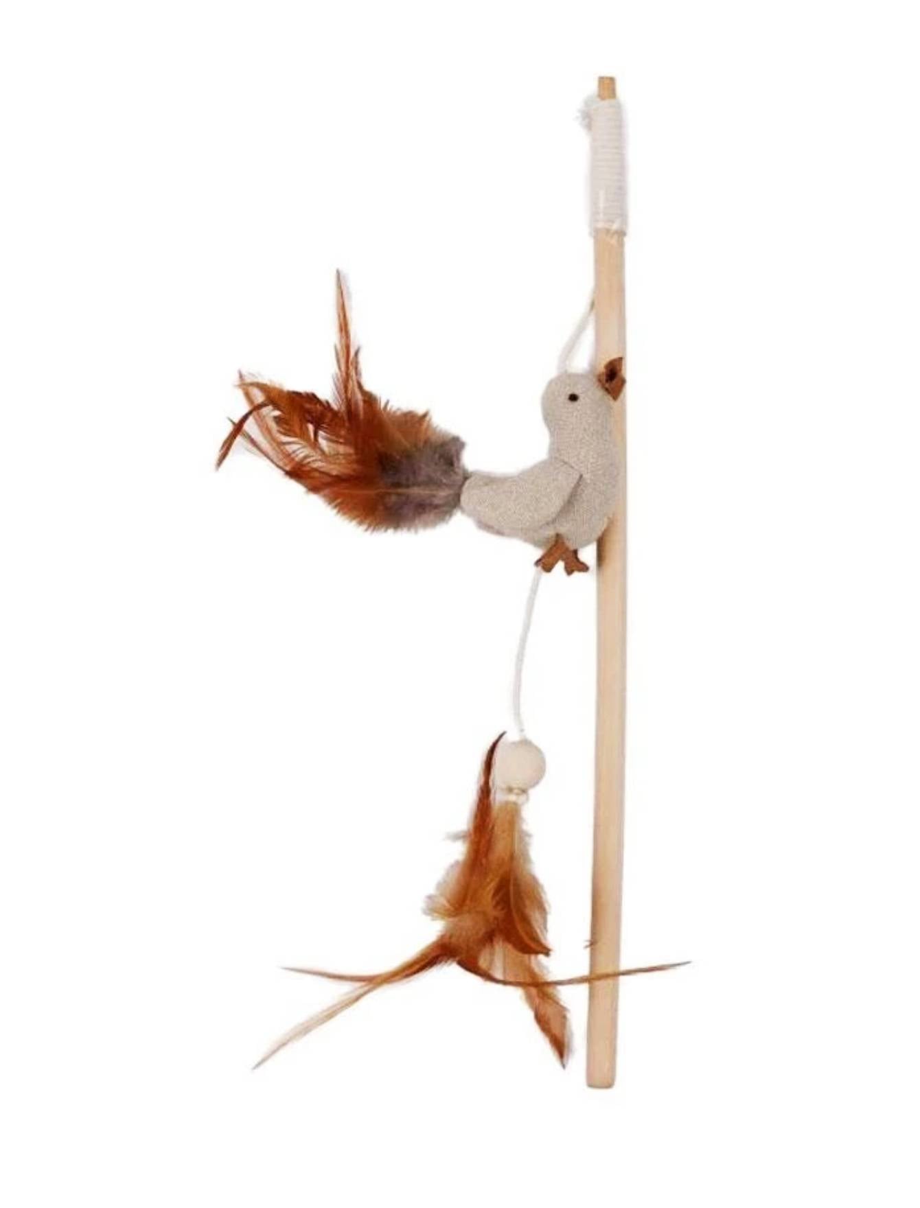 AFP Classic Comfort Wood & Bird Feather Wand Cat Toy image 2