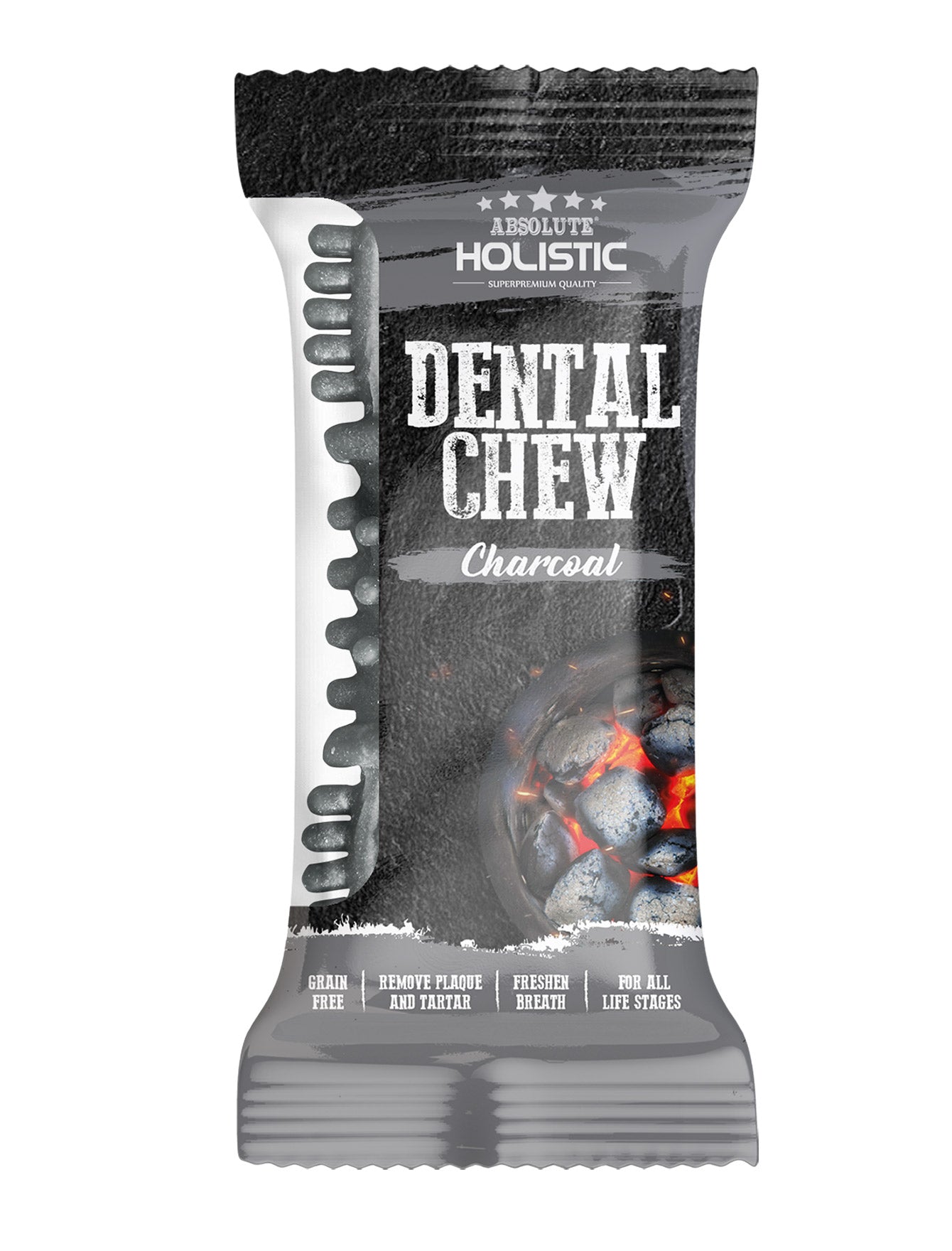 Absolute Holistic Dog 4" (25g) Dental Chew Charcoal Dog Treat image 2