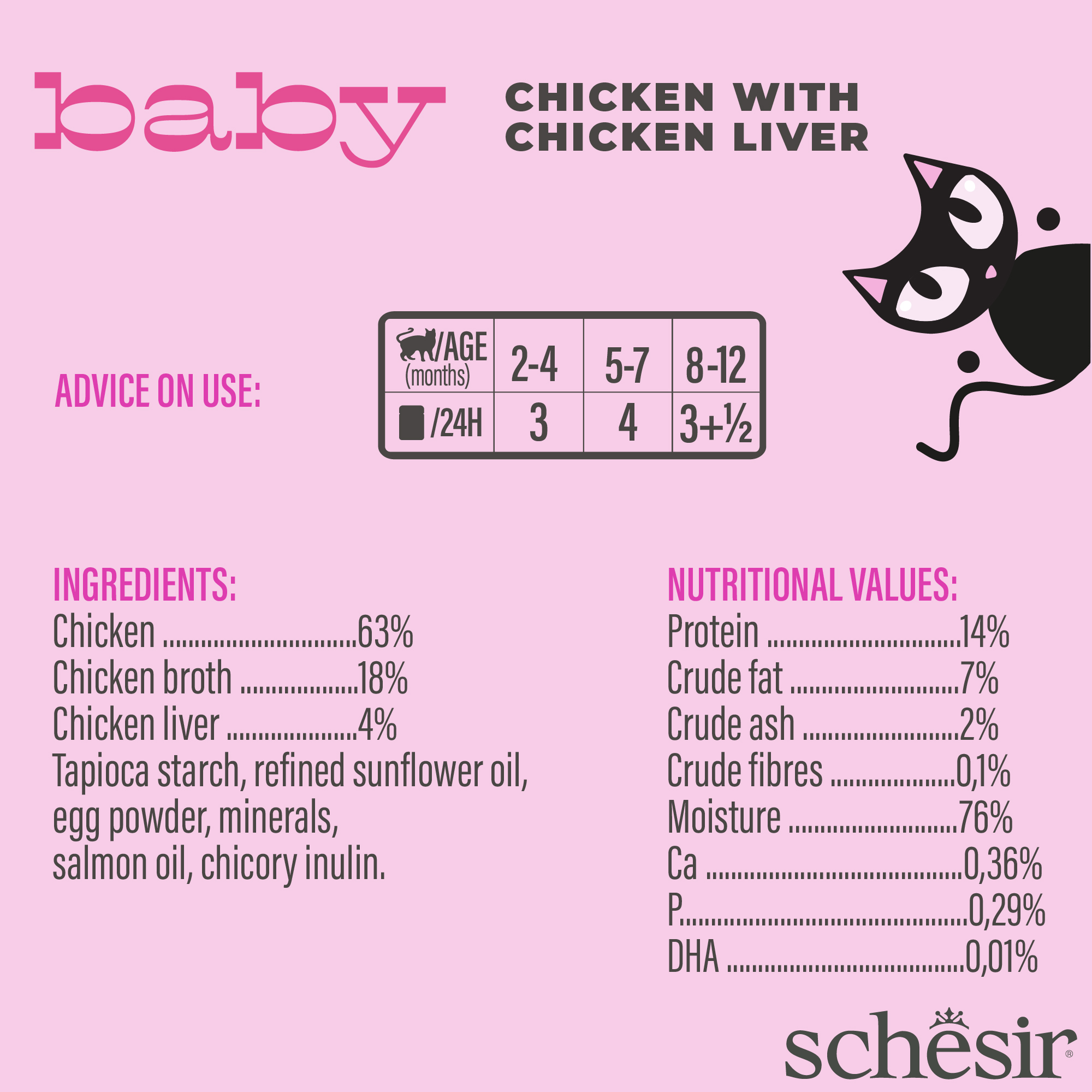 Schesir Cat 70g Baby Wholefood Chicken with Chicken Liver Wet Cat Food image 2