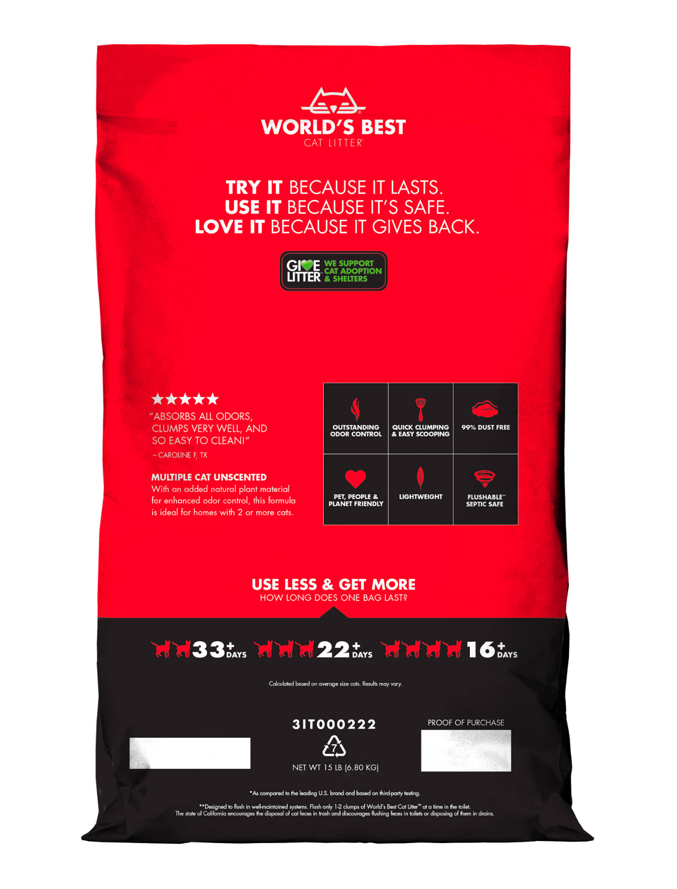 WORLD'S BEST CAT LITTER 14lb/6.35kg Multiple Cat Formula Cat Litter image 3