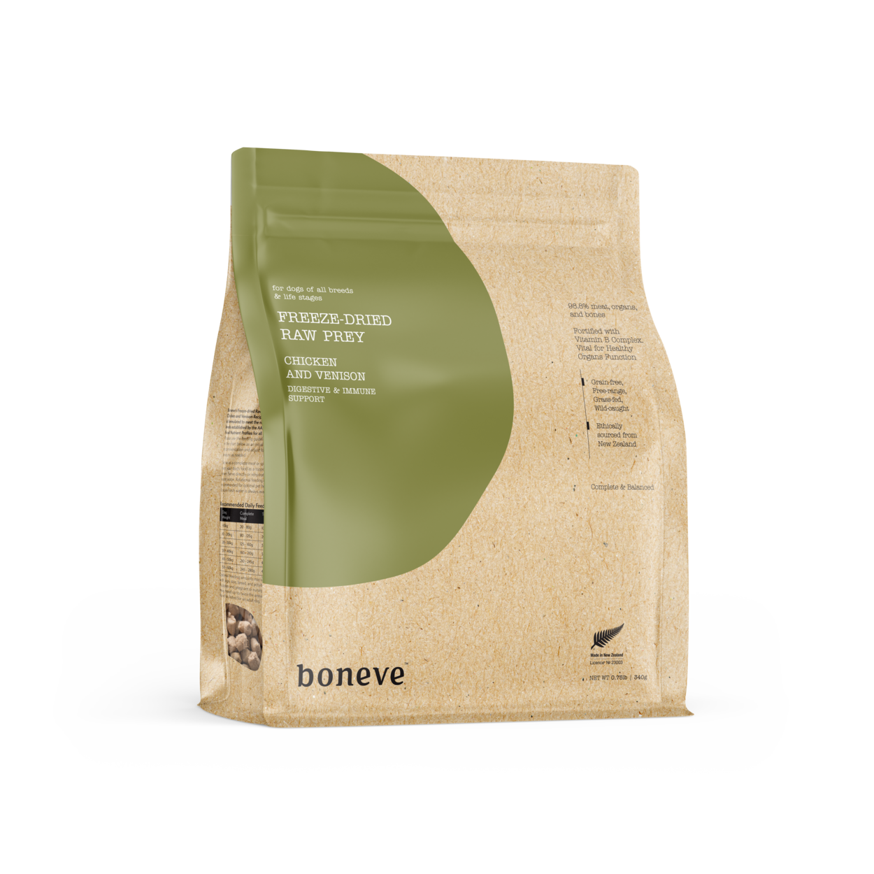 Boneve Earthmade Dog Freeze Dried Raw Prey Chicken Venison Dry Dog Food image 3