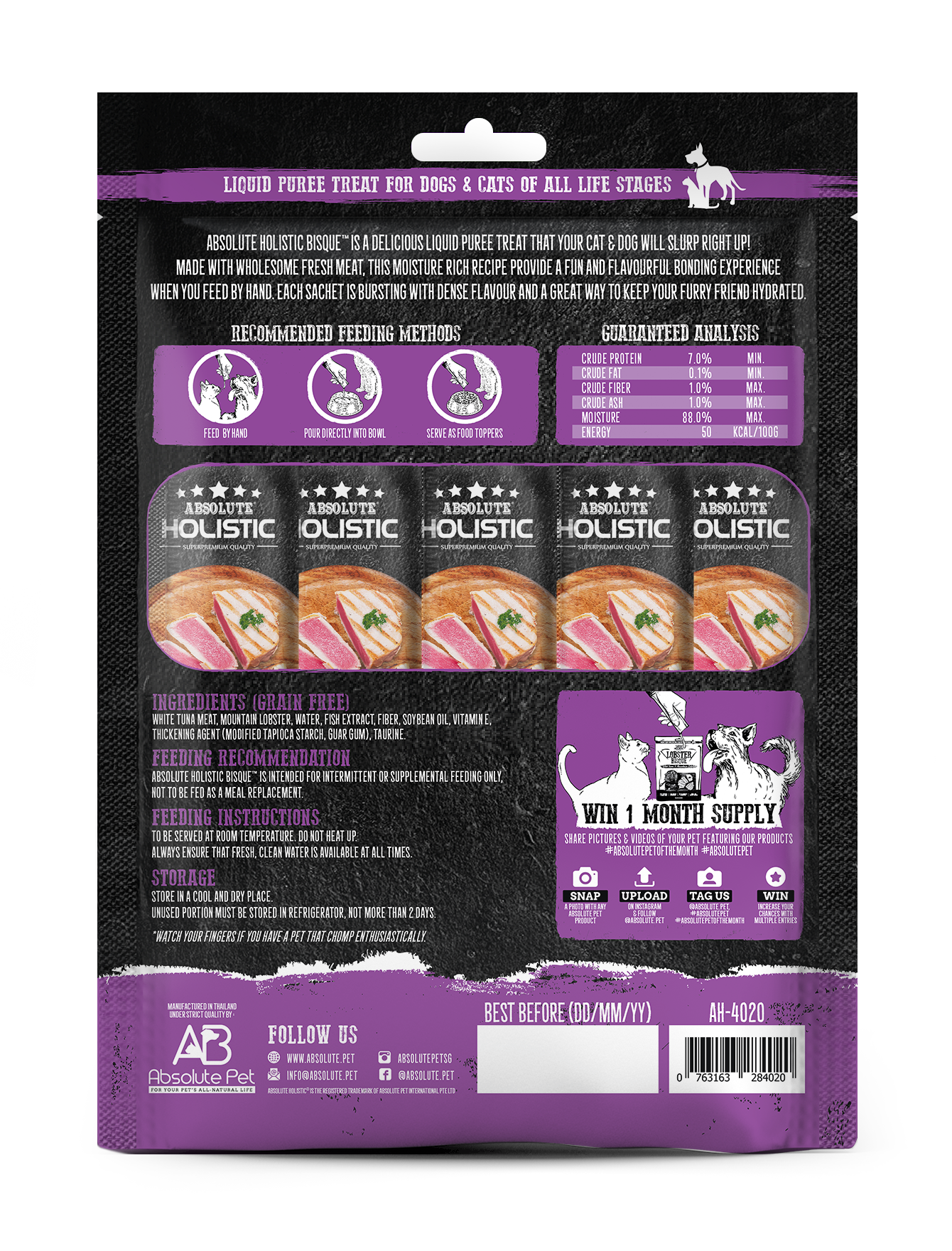 Absolute Holistic 60g Lobster Bisque Tuna & Mountain Lobster Dog & Cat Treat image 3