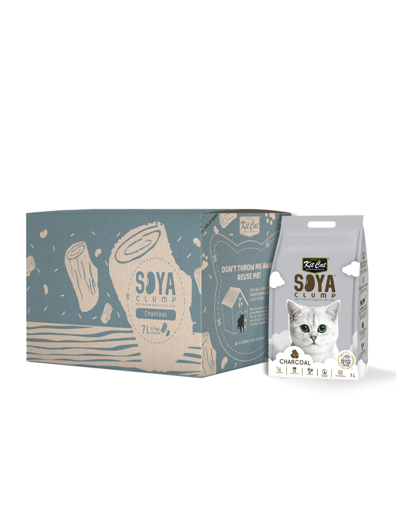 Kit Cat 7L Soya Clump Charcoal Cat Litter image 4