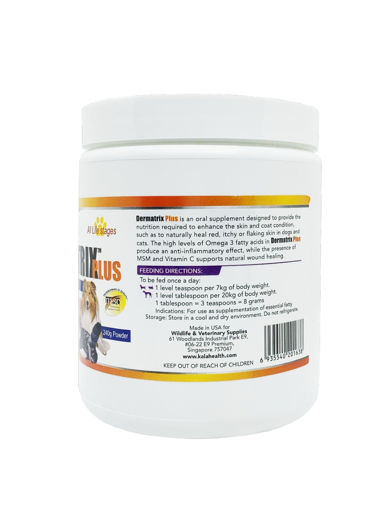 Kala Health Dermatrix Plus Powder Pet Supplements 240g image 2