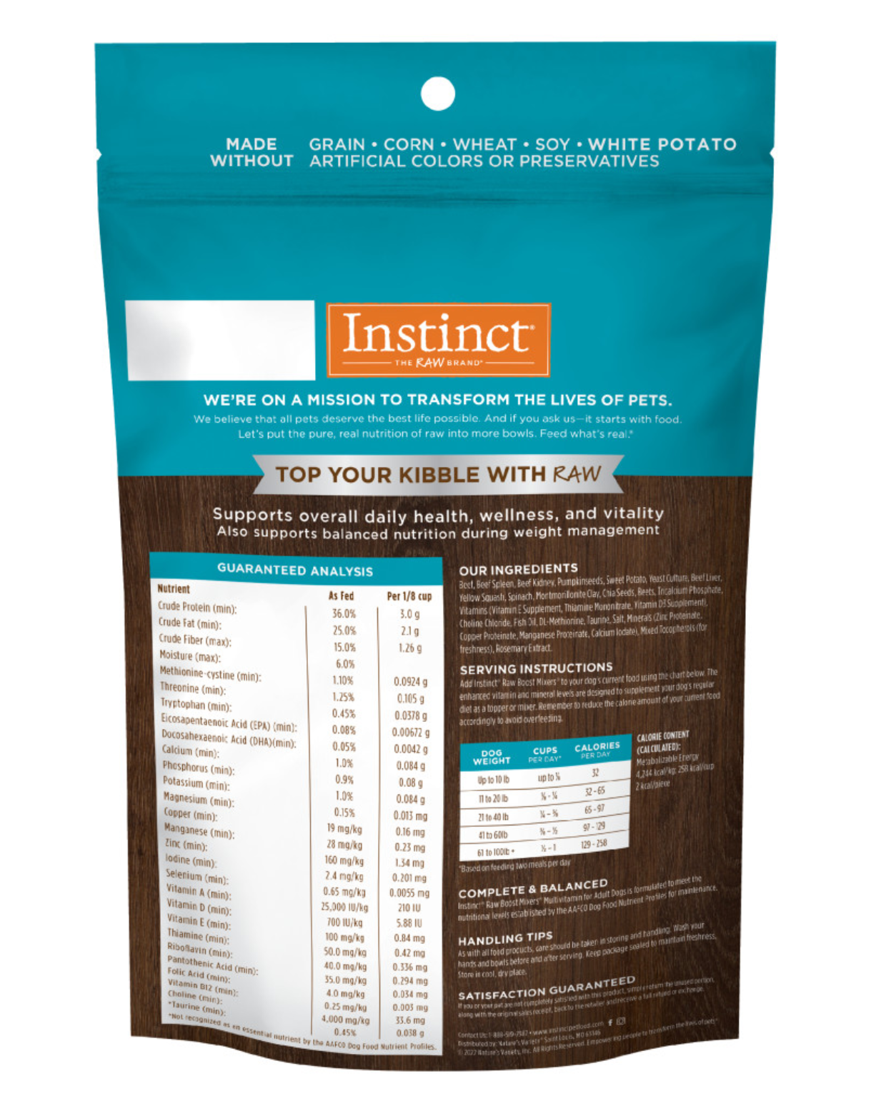 Instinct Freeze Dried Raw Boost Mixers Dog 5.5oz Grain Free Multivitamin Adult Dog Food Topper image 2