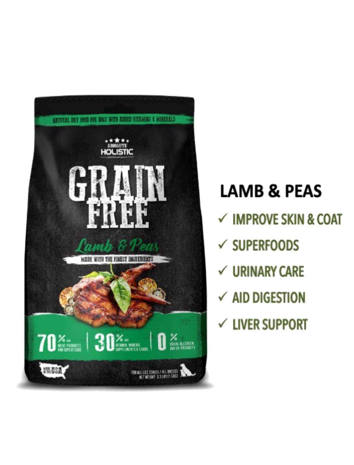 Absolute Holistic Dog 227g Grain Free Lamb & Peas Dry Dog Food image 4