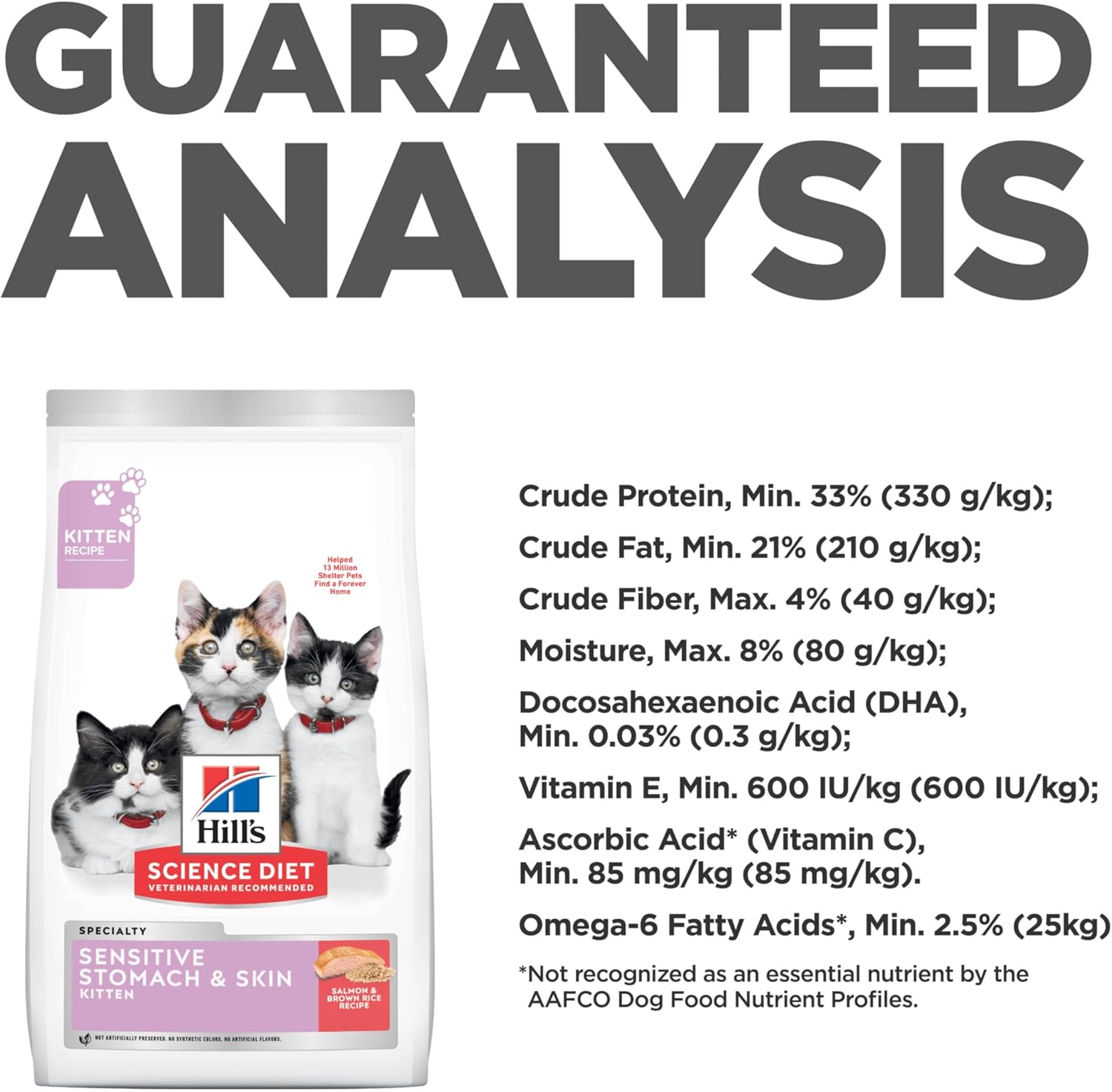Hill's Science Diet Feline Kitten Sensitive Stomach & Skin Salmon & Brown Rice Recipe 1.58kg Dry Cat Food image 10
