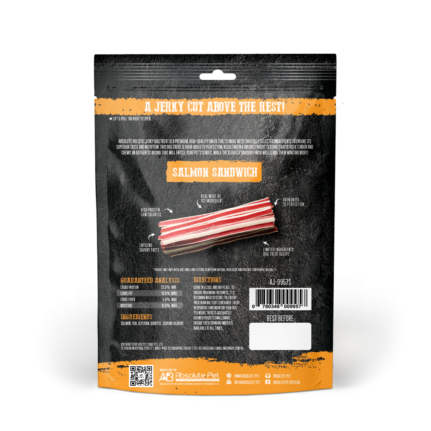 Absolute Holistic Dog 100g Jerky Salmon Sandwich Dog Treat image 2