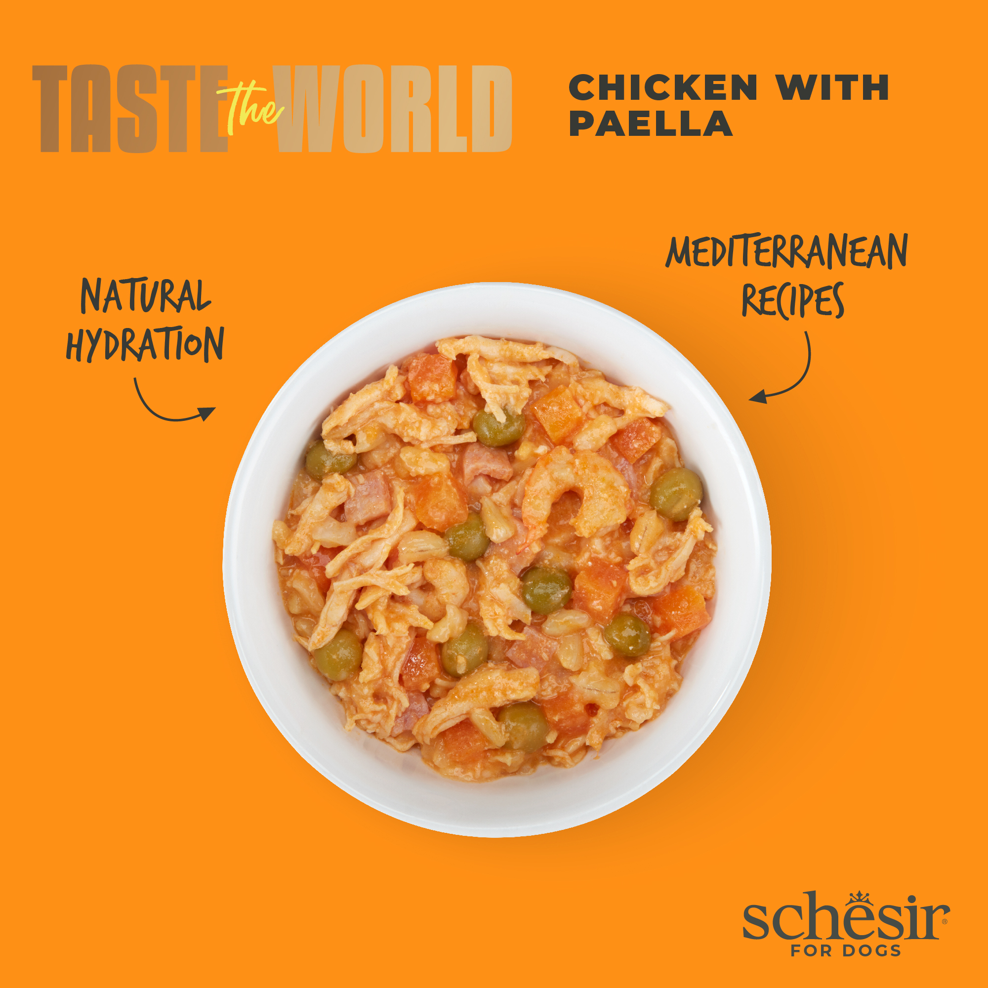 Schesir Dog Taste the World Canned 150g Chicken with Paella in Broth Wet Dog Food image 3