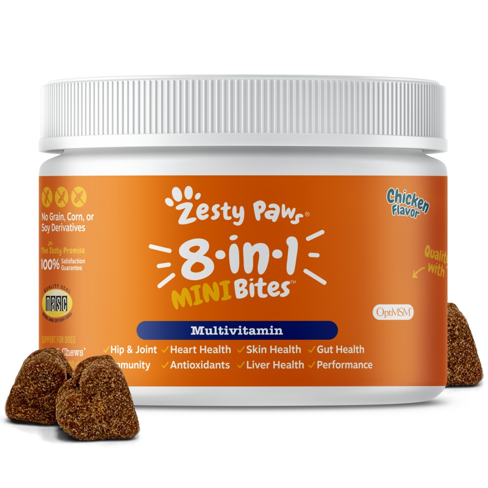 Zesty Paws 90ct 8-in-1 Multifunctional MINI Bites Chicken Flavour Supplement for Dogs image 2