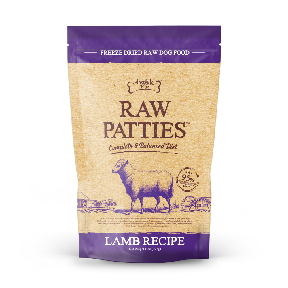 Absolute Bites Dog 14oz Freeze Dried Lamb Recipe Raw Patties Dry Dog Food (EXP: 08 Sep 2026) image 3