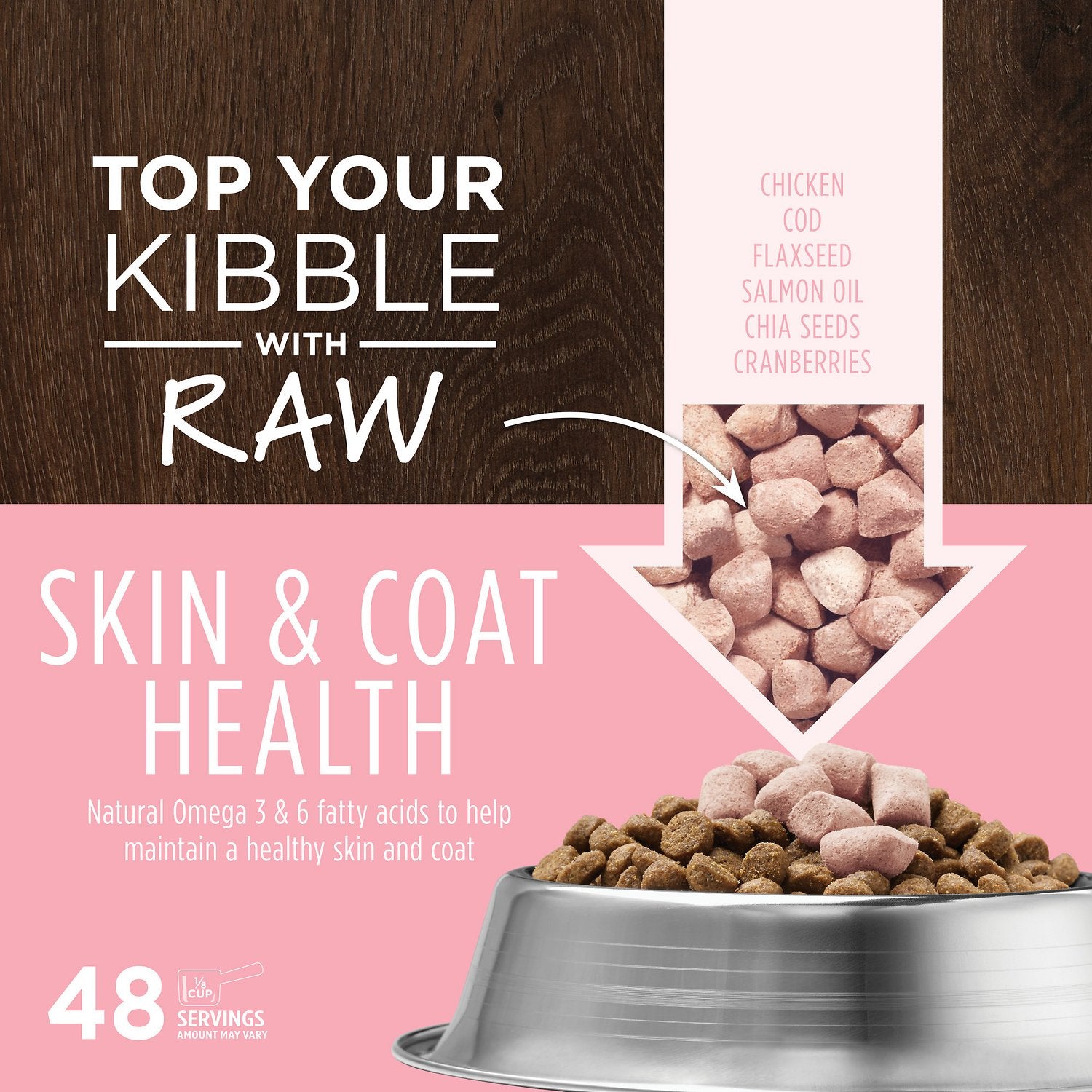 Instinct Freeze Dried Raw Boost Mixers Dog 5.5oz Grain Free Skin & Coat Recipe Dog Food Topper image 2