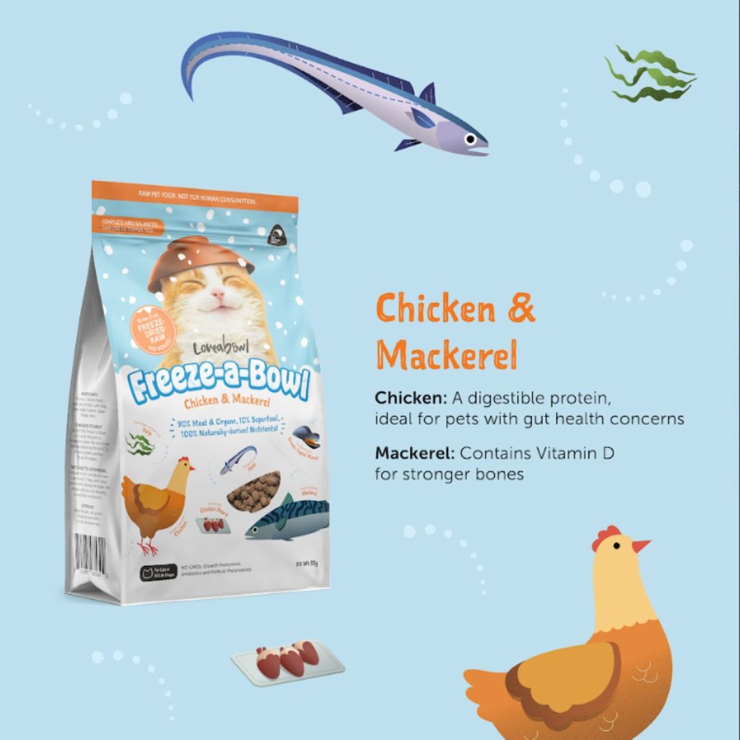 Loveabowl Cat Freeze A Bowl 85g Chicken & Mackerel Dry Cat Food image 4