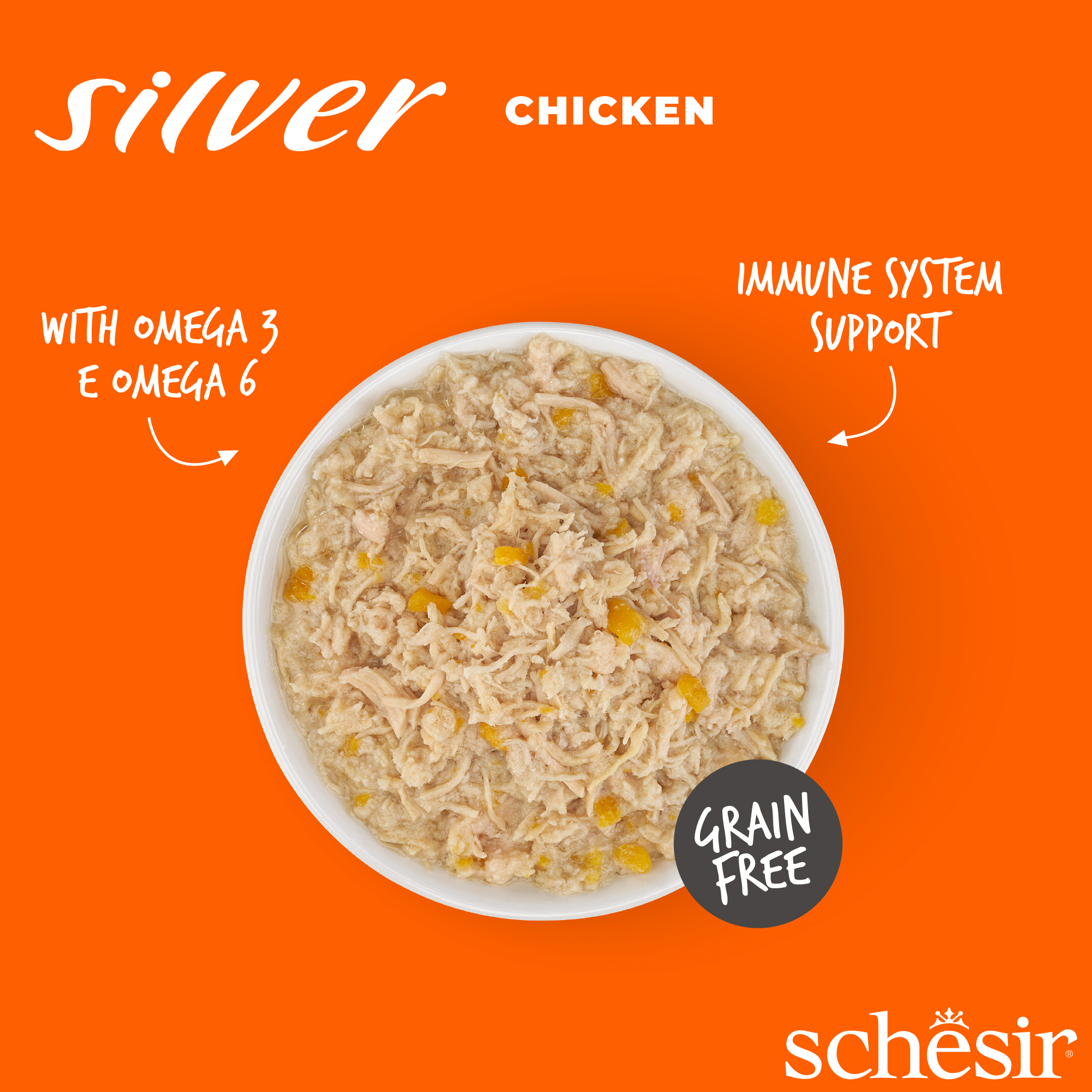 Schesir Cat Silver Wholefood Canned 70g Senior Chicken in Broth Wet Cat Food image 3