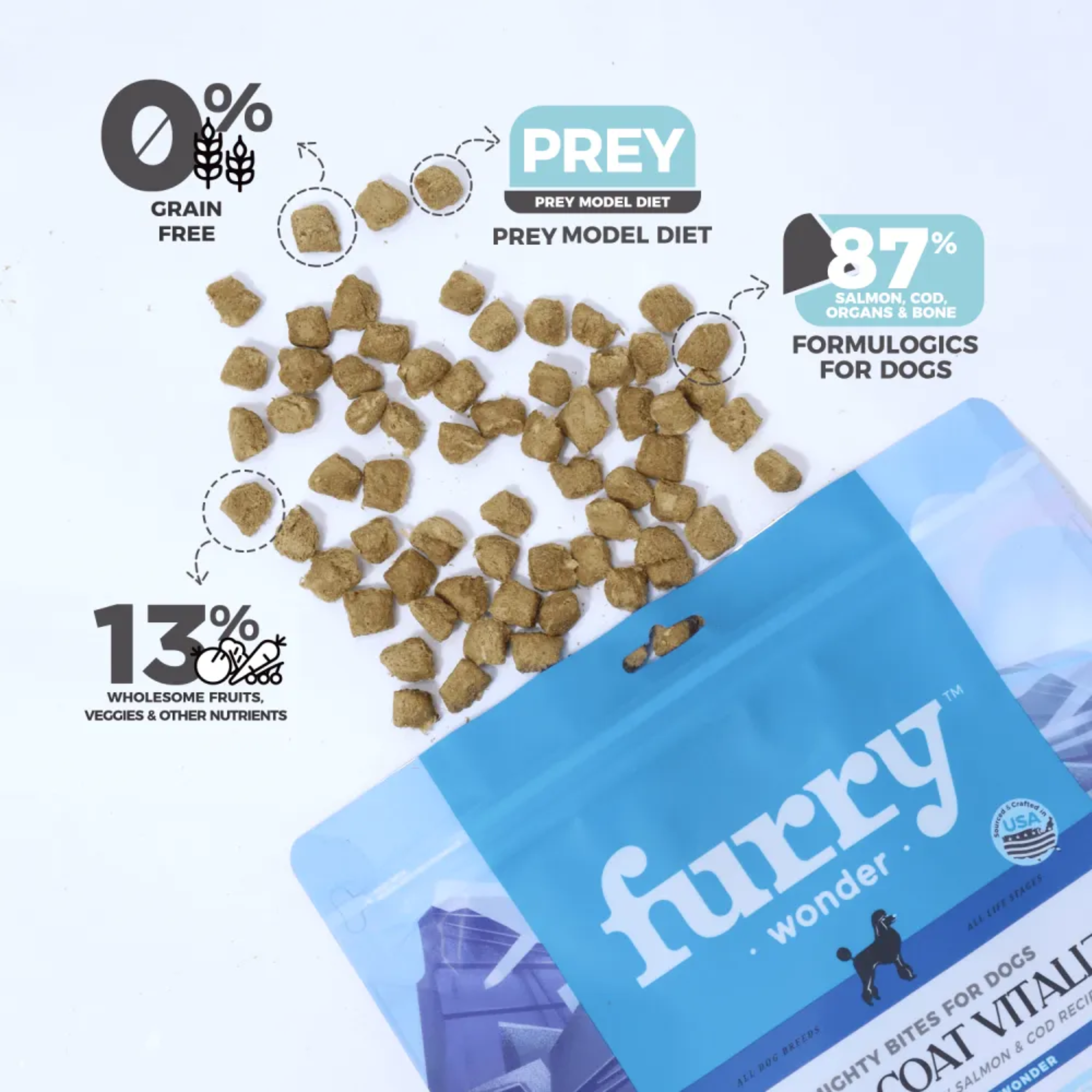 Furry Wonder Skin & Coat Vitalize Freeze-dried Raw Recipe For Dogs 50g (Trial Pack) image 3