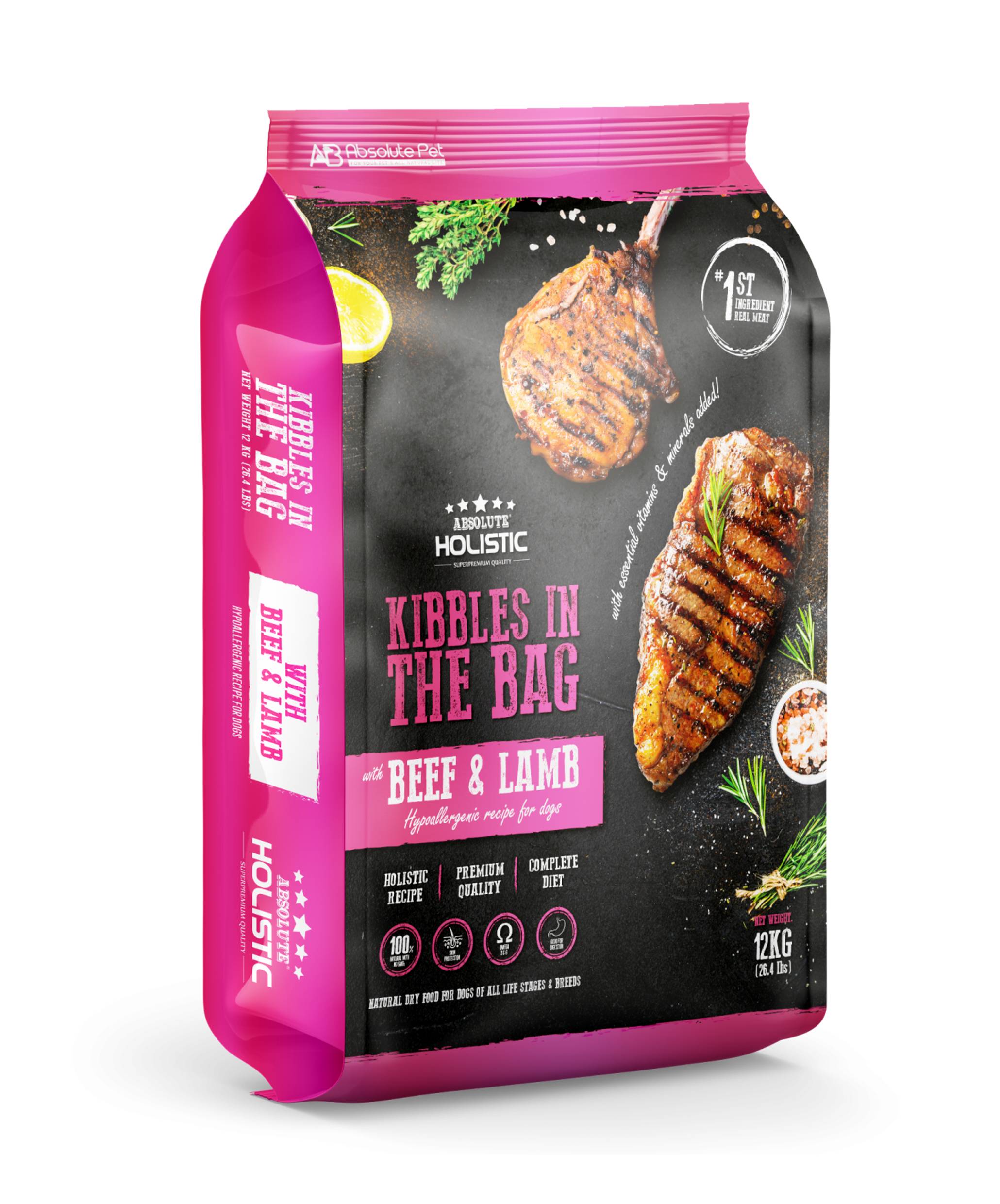 Absolute Holistic Dog 12kg Kibbles In The Bag Beef & Lamb Dry Dog Food (EXP: 12 Apr 2027) image 3
