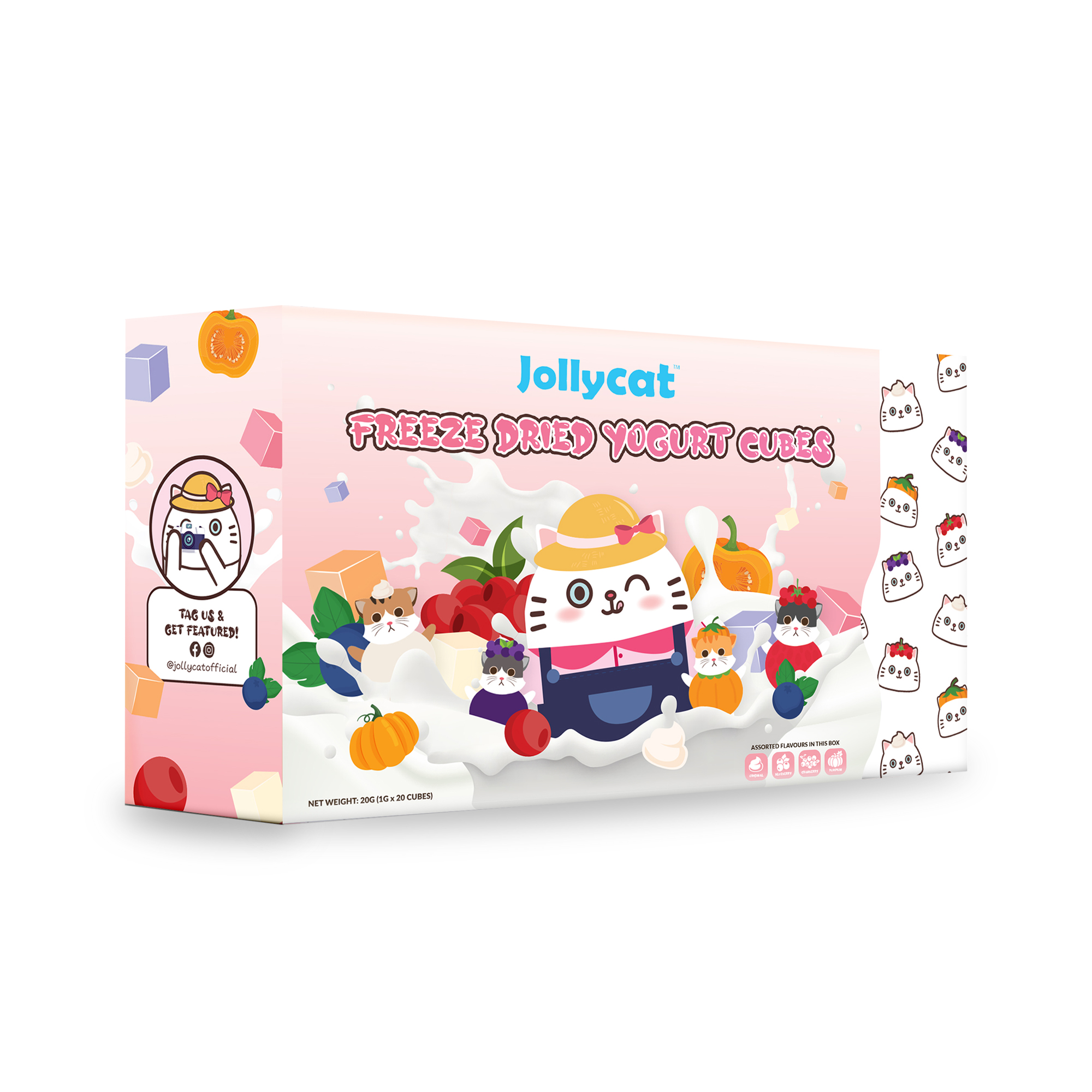 Jollycat Cat 20g Freeze Dried Assorted Flavour Yogurt Cubes Cat Treat (1g x 20 cubes) image 2
