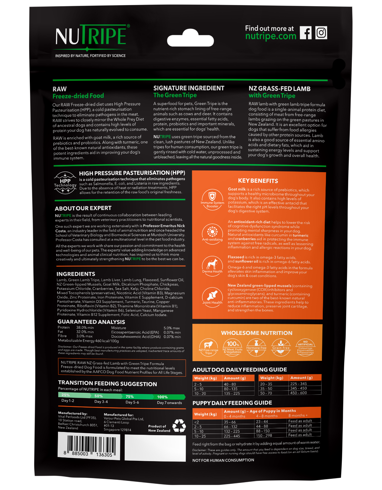 Nutripe Raw Dog 400g  Freeze Dried New Zealand Grass-fed Lamb With Lamb Green Tripe Dry Dog Food image 2