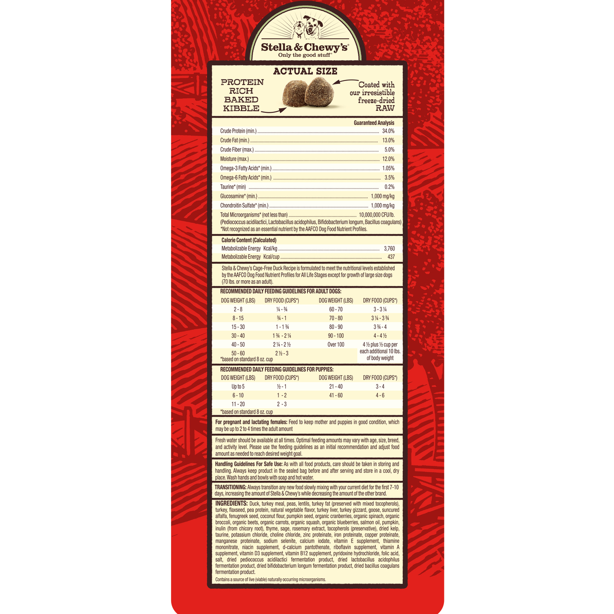Stella & Chewy's Raw Coated Kibble 3.5lb (1.6kg) Duck Dry Dog Food image 3