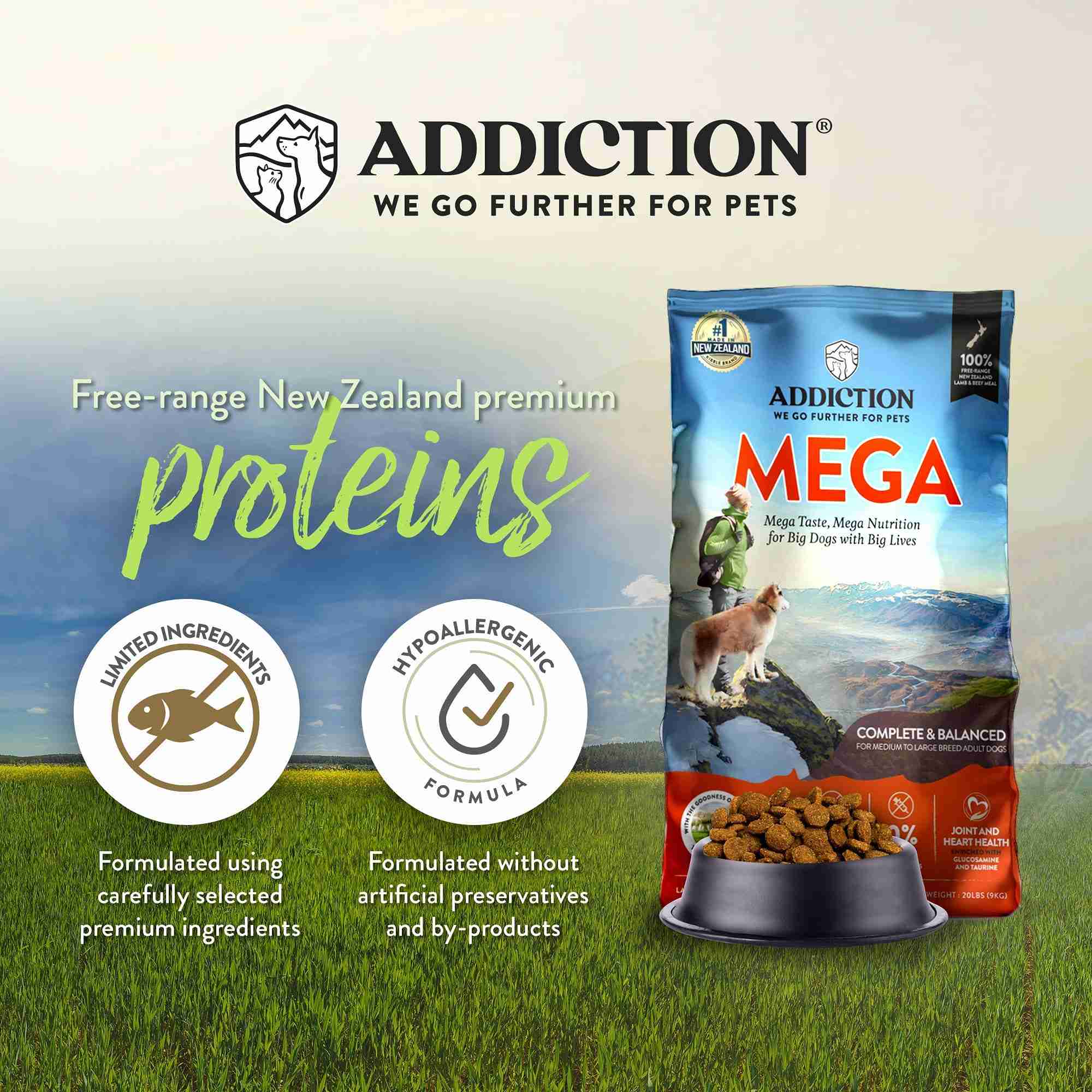 Addiction Dog 60g Mega Adult Large Breed Dry Dog Food (Sample) image 2