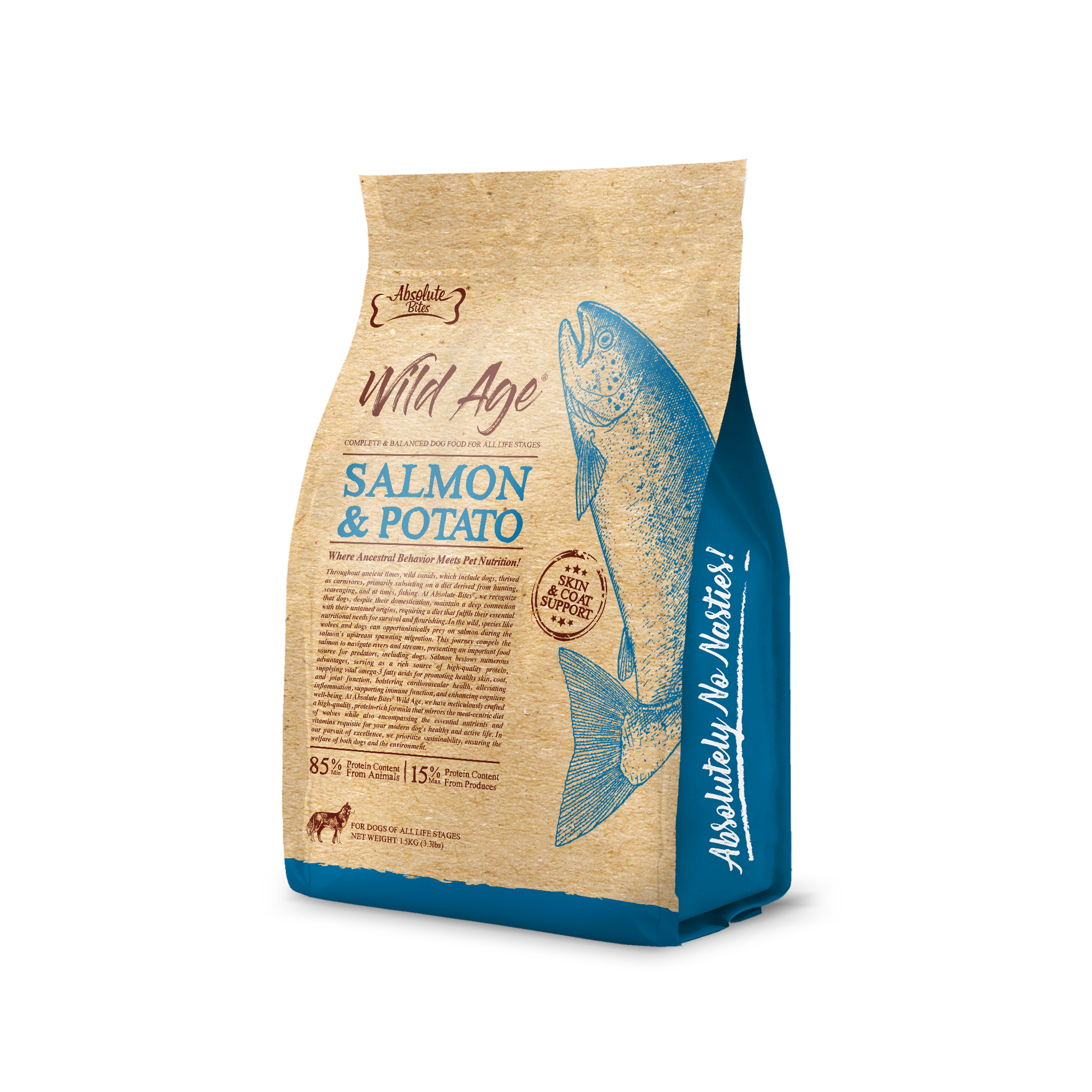 Absolute Bites Dog Wild Age 1.5kg Salmon & Potato Dry Dog Food image 3