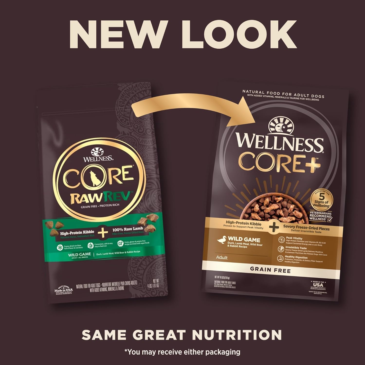 Wellness CORE+ (Formerly RawRev) Dog 9kg (18lb) Wild Game with Freeze Dried Lamb Grain Free Dry Dog Food image 7