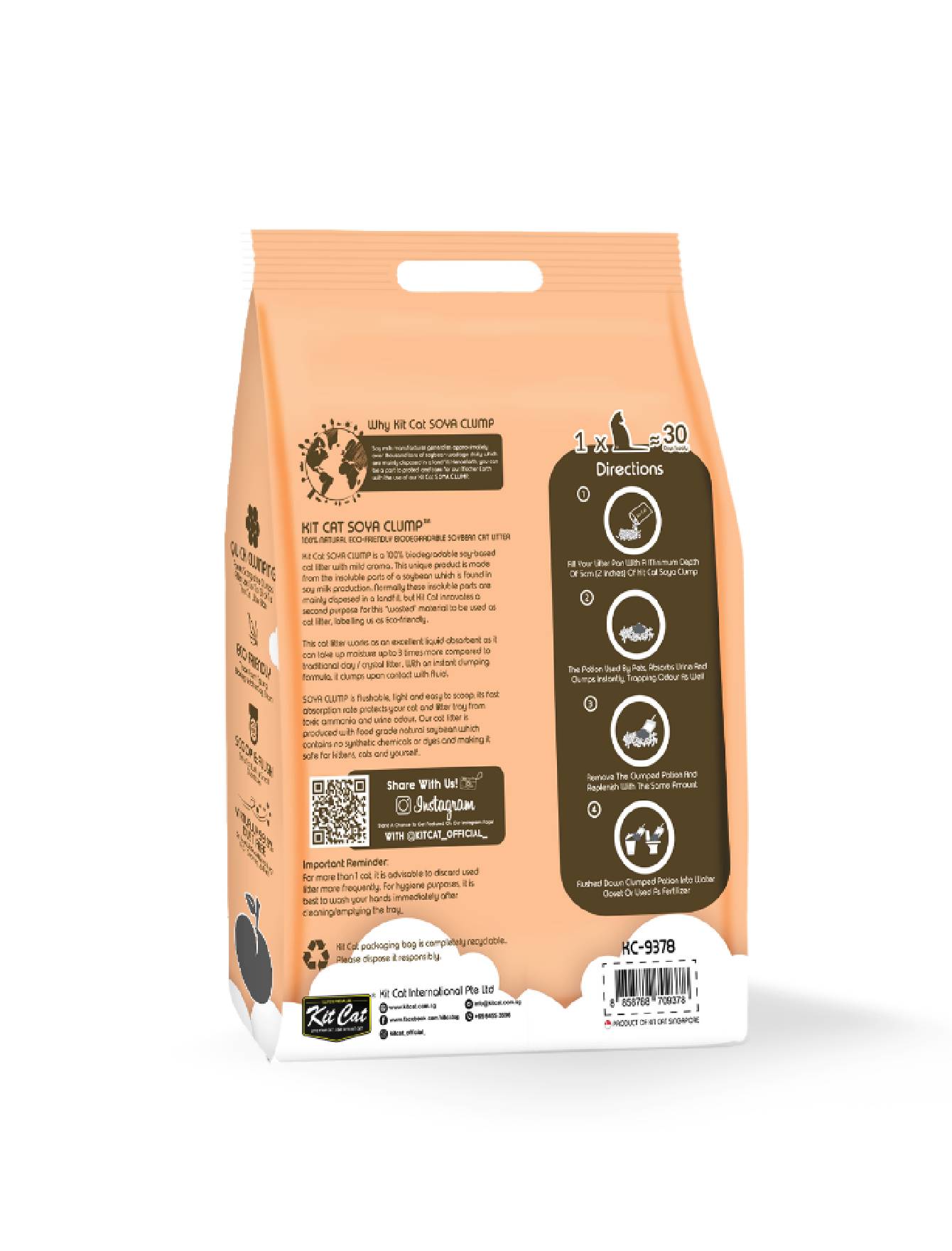 Kit Cat 7L Soya Clump Peach Cat Litter image 2
