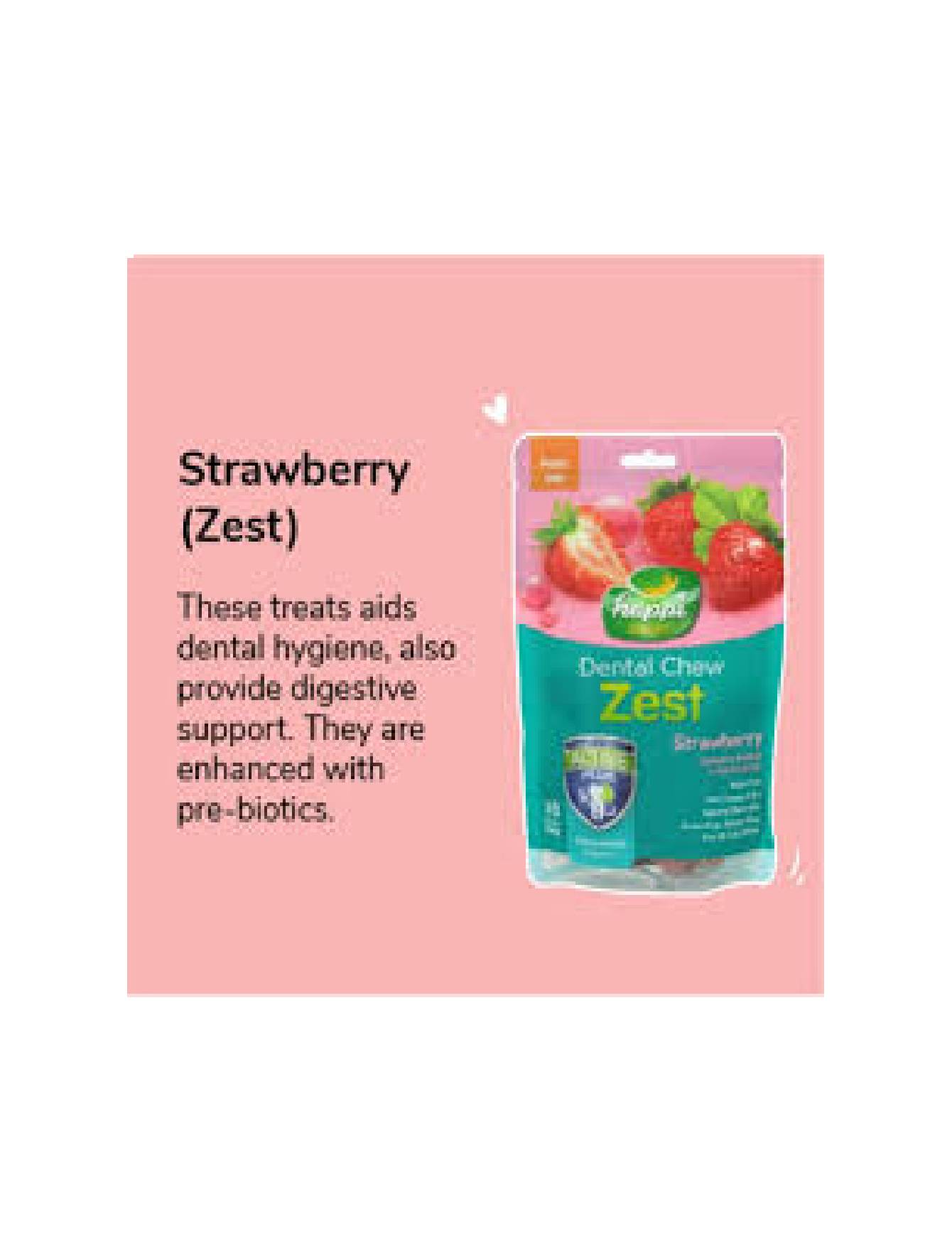 Happi Doggy Dog 150g Zest Petite 2.5-Inch Strawberry Dental Chew Dog Treat image 2