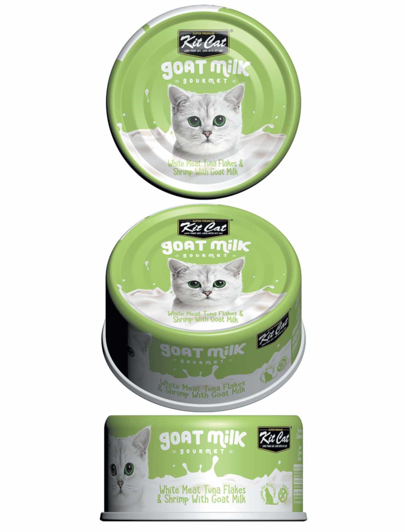 Kit Cat 70g Goat Milk Gourmet White Meat Tuna Flakes & Shrimp With Goat Milk Wet Cat Food (EXP: 21 Nov 2027) image 2