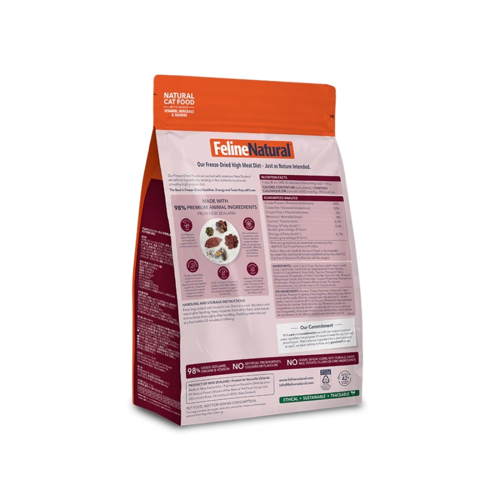 Feline Natural Freeze Dried 320g Lamb & Venison Feast Dry Cat Food image 2