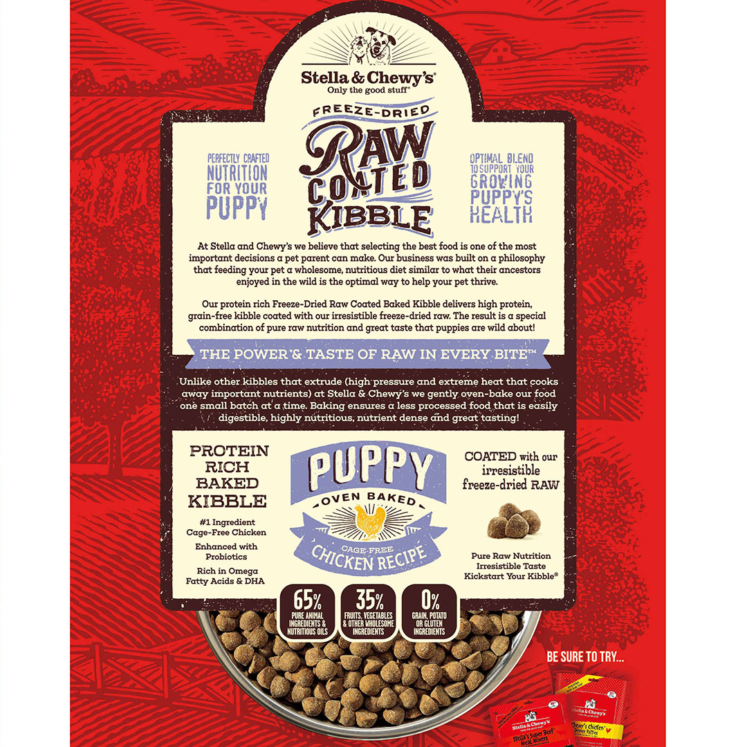 Stella & Chewy's Raw Coated Kibble 22lb (10kg) Puppy Chicken Dry Dog Food image 2