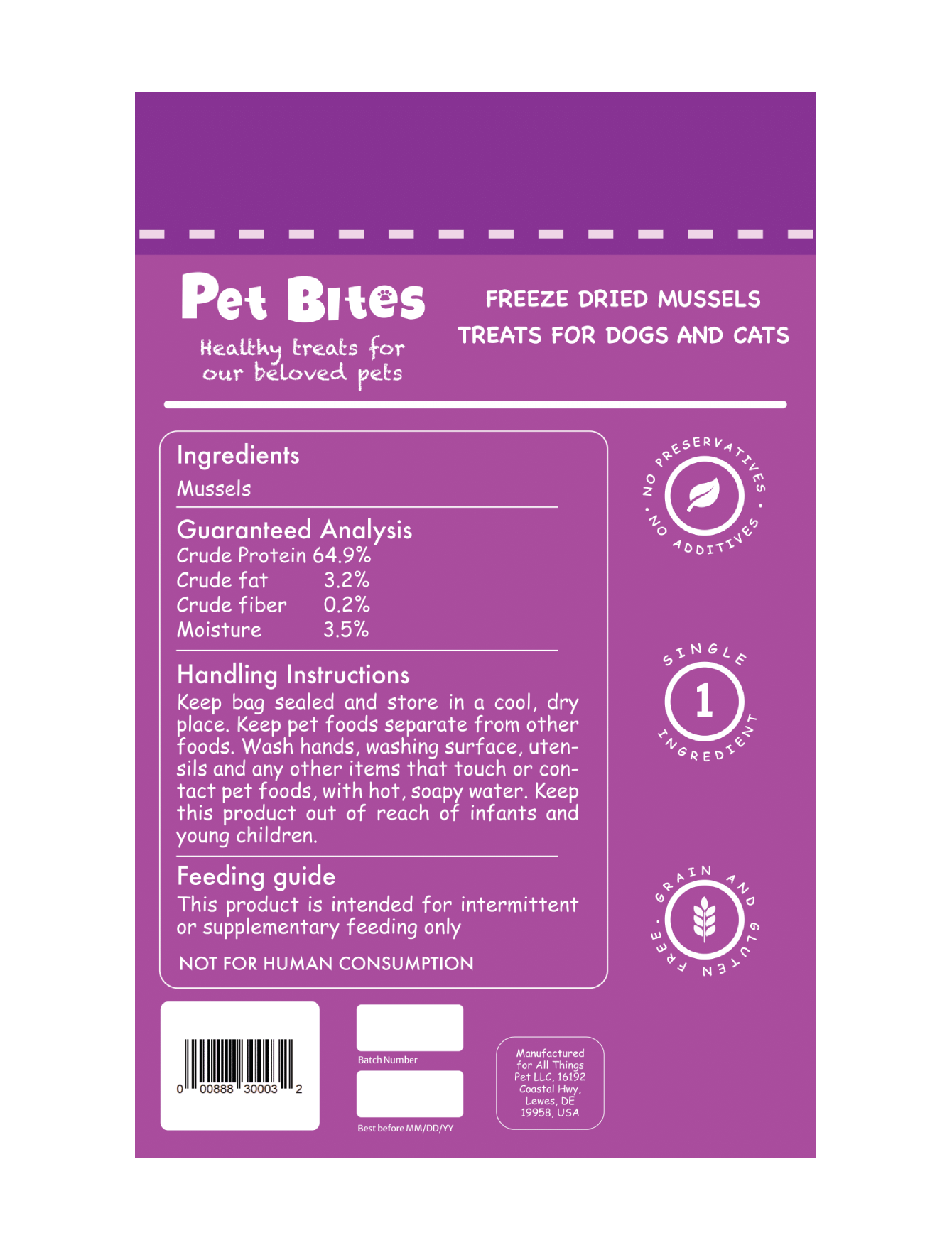 Pet Bites Freeze Dried Mussels 2oz image 2