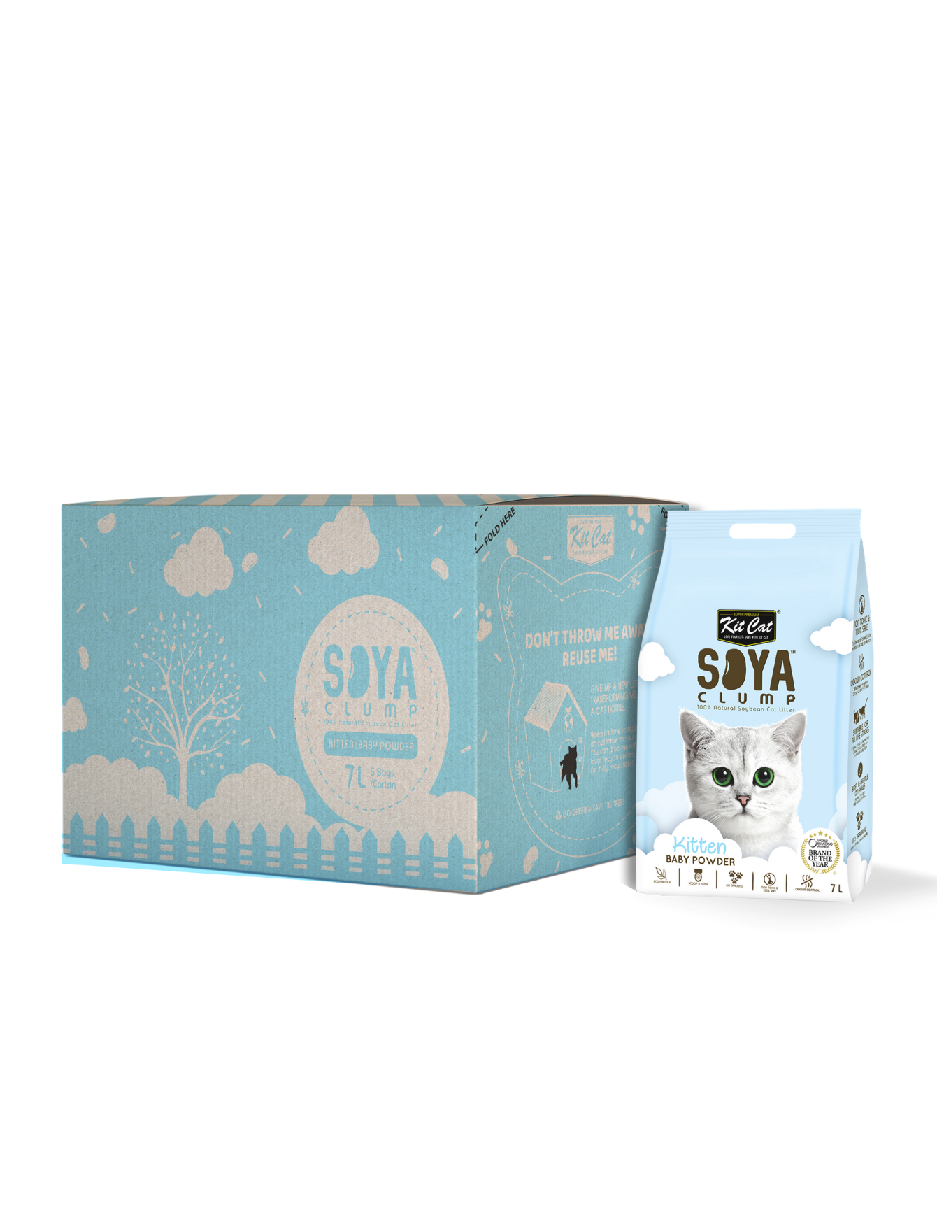 Kit Cat 7L Soya Clump Kitten Baby Powder Cat Litter image 2