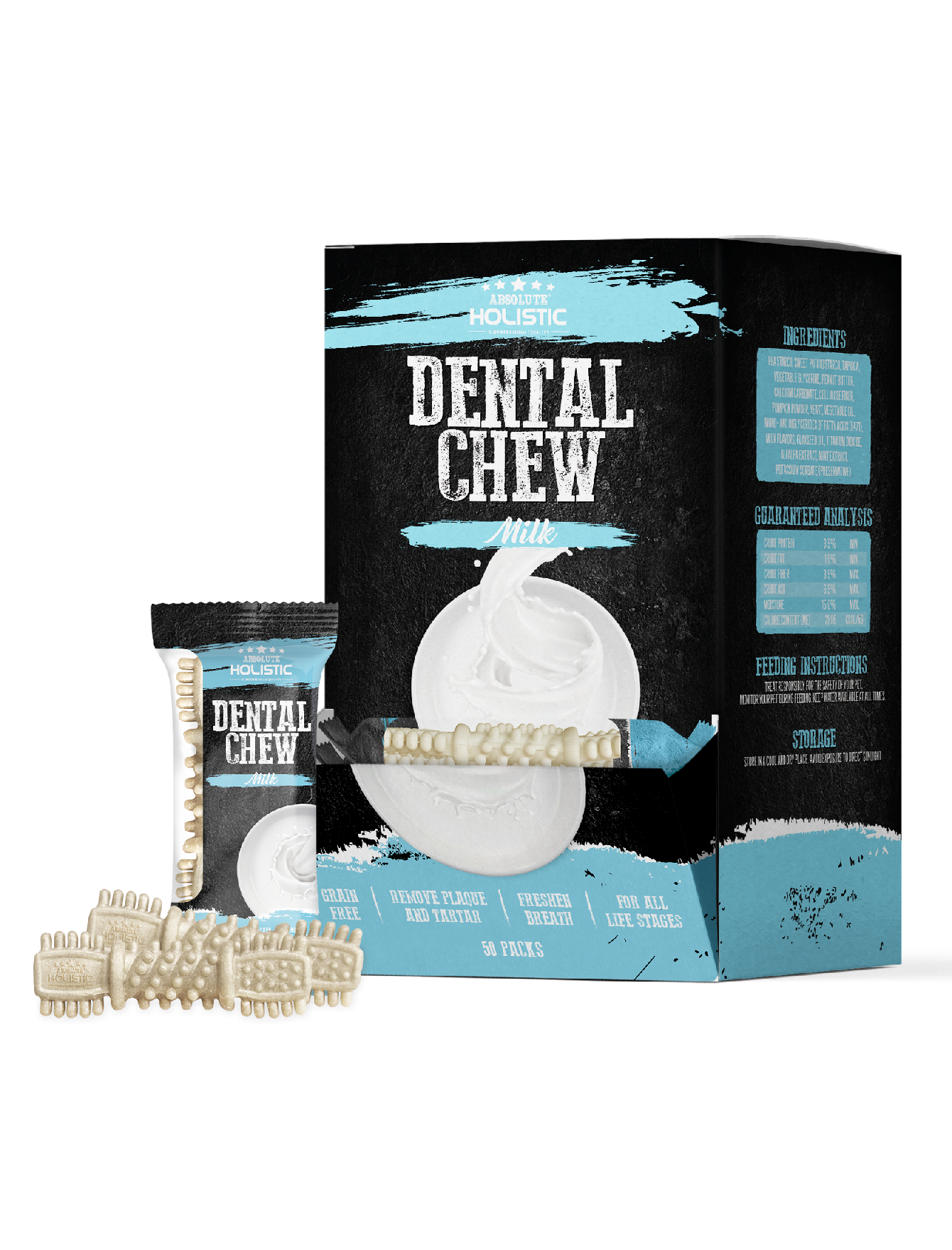 Absolute Holistic Dog 4" (25g) Dental Chew Milk Dog Treat image 2